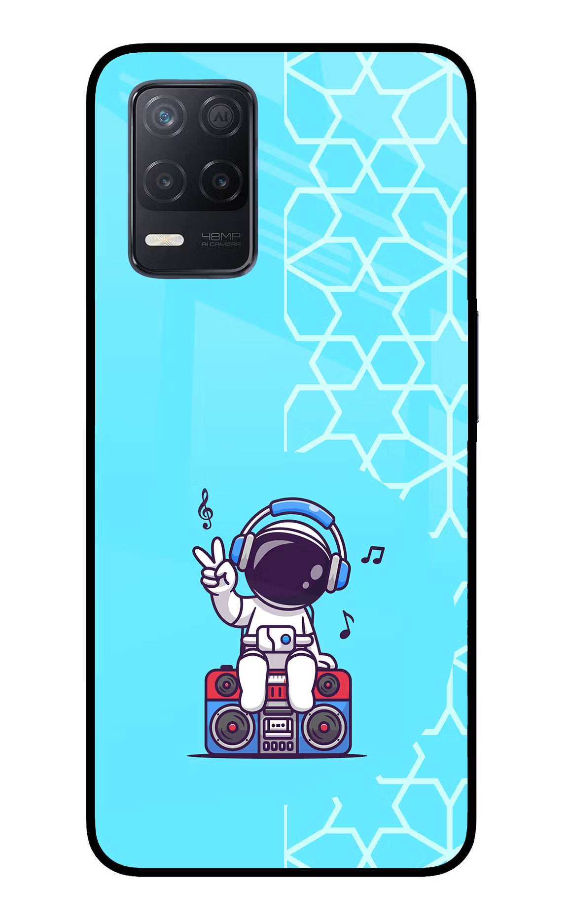 Cute Astronaut Chilling Realme 8 5G/8s 5G Back Cover - Cute Astronaut Chilling Realme 8 5G/8s 5G Glass Case Back Cover by Casekaro Cute Astronaut Chilling Realme 8 5G/8s 5G Glass Case Back Cover by Casekaro