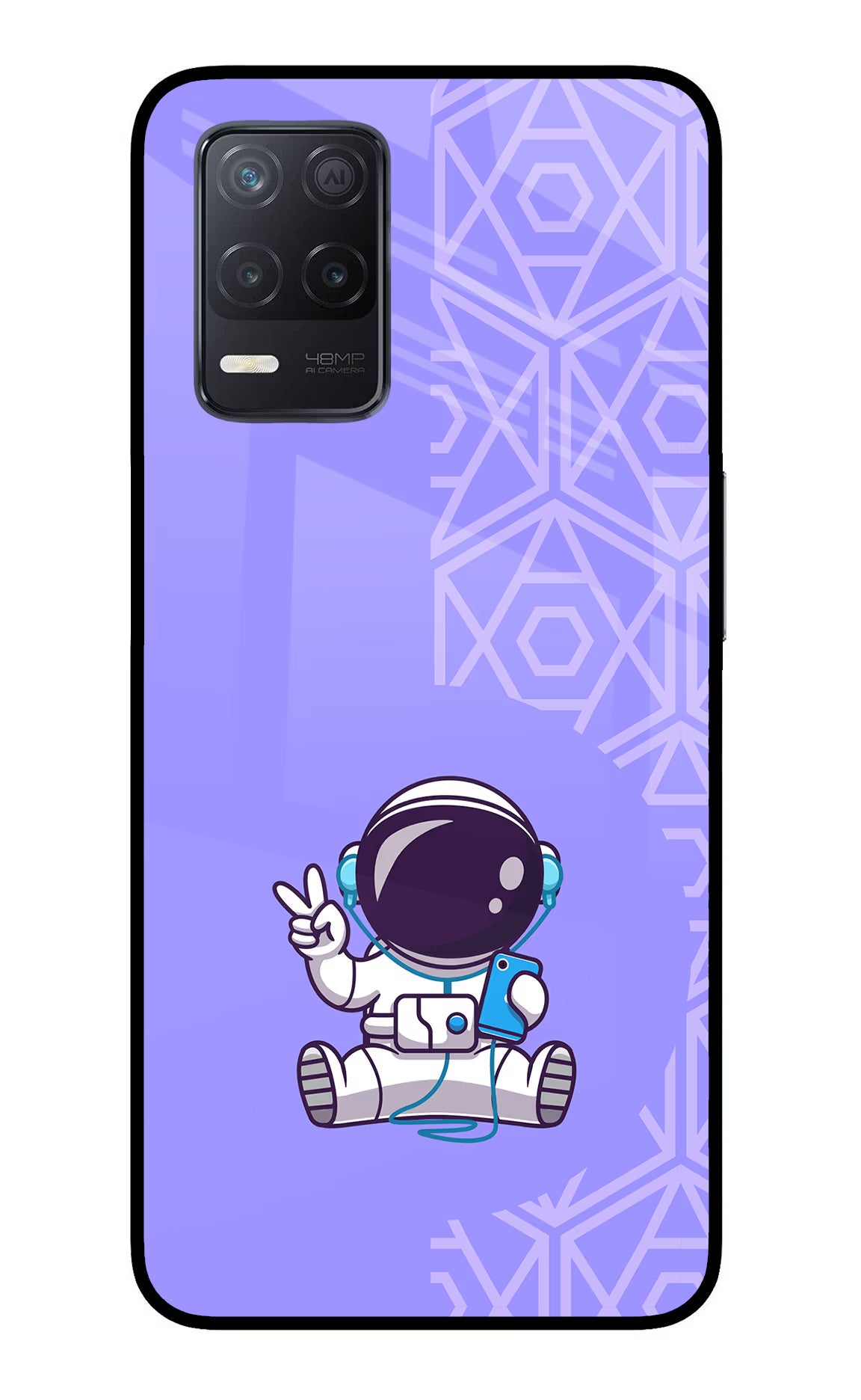 Cute Astronaut Chilling Realme 8 5G/8s 5G Back Cover - Cute Astronaut Chilling Realme 8 5G/8s 5G Glass Case Back Cover by Casekaro Cute Astronaut Chilling Realme 8 5G/8s 5G Glass Case Back Cover by Casekaro