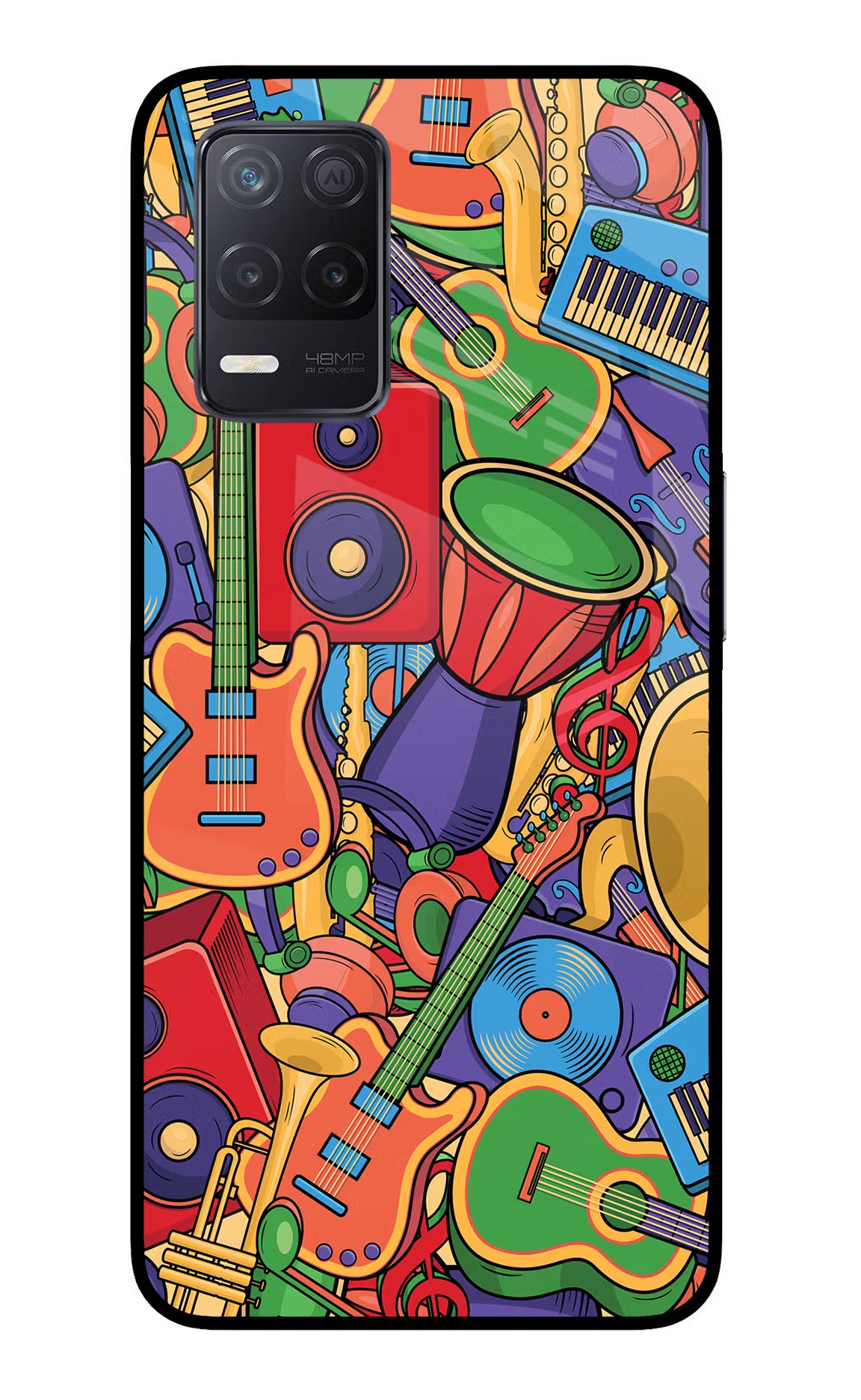 Music Instrument Doodle Realme 8 5G/8s 5G Back Cover - Music Instrument Doodle Realme 8 5G/8s 5G Glass Case Back Cover by Casekaro Music Instrument Doodle Realme 8 5G/8s 5G Glass Case Back Cover by Casekaro