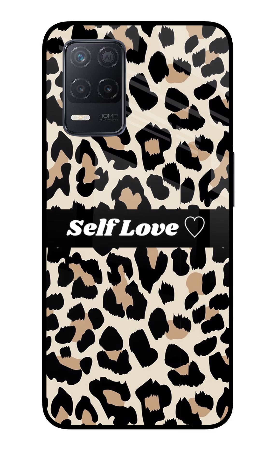 Leopard Print Self Love Realme 8 5G/8s 5G Back Cover - Leopard Print Self Love Realme 8 5G/8s 5G Glass Case Back Cover by Casekaro Leopard Print Self Love Realme 8 5G/8s 5G Glass Case Back Cover by Casekaro