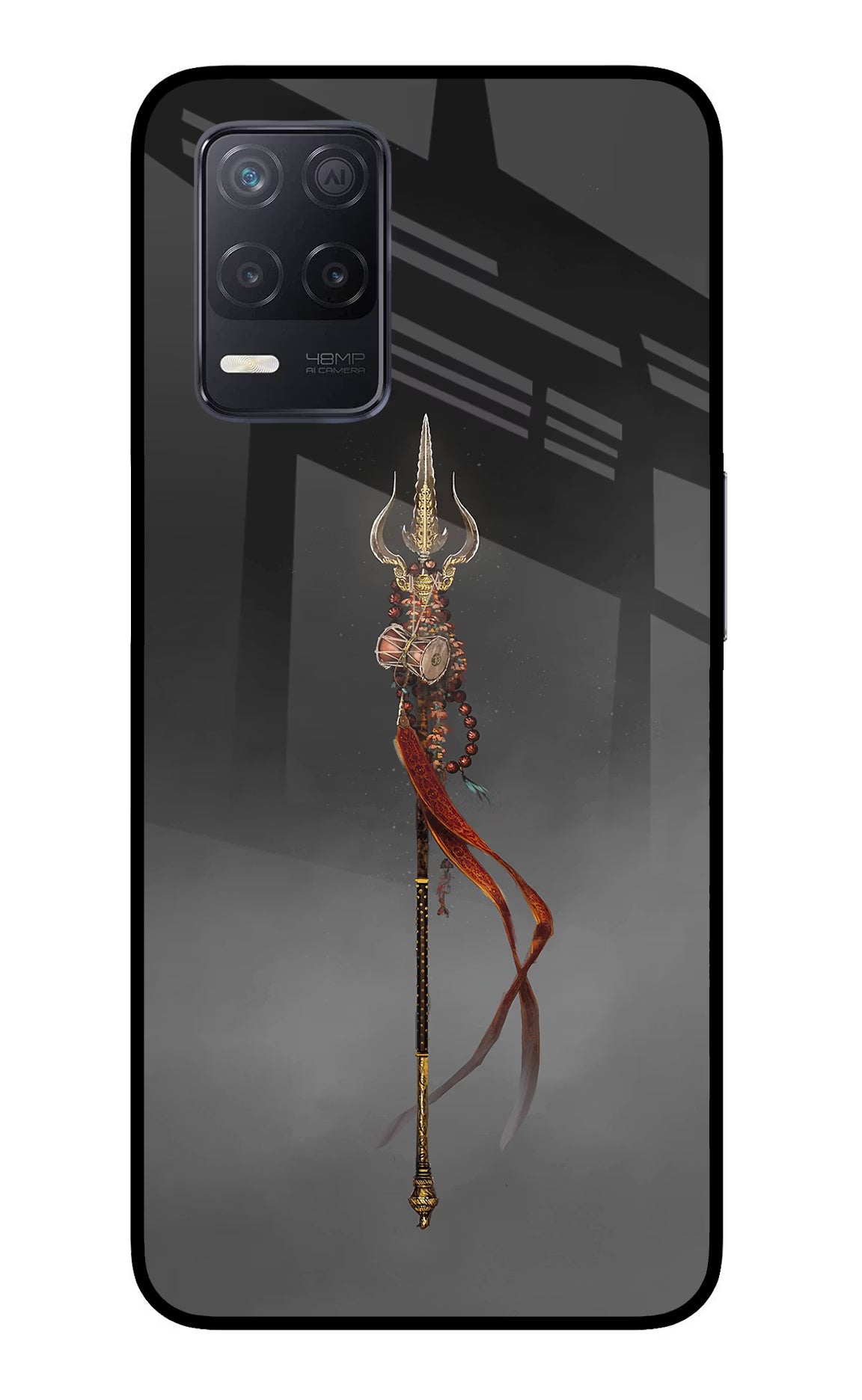 Shiv Trishul Realme 8 5G/8s 5G Back Cover - Shiv Trishul Realme 8 5G/8s 5G Glass Case Back Cover by Casekaro Shiv Trishul Realme 8 5G/8s 5G Glass Case Back Cover by Casekaro