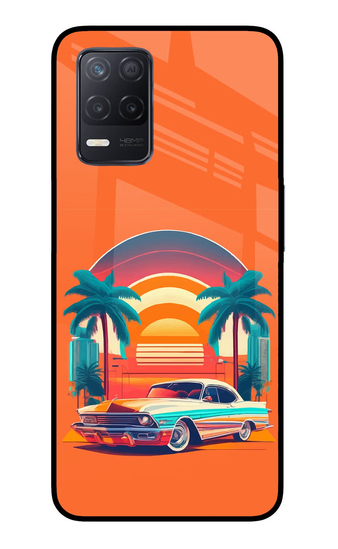 Palm Drive 80s Realme 8 5G/8s 5G Glass Case - Palm Drive 80s Realme 8 5G/8s 5G Glass Case Palm Drive 80s Realme 8 5G/8s 5G Glass Case