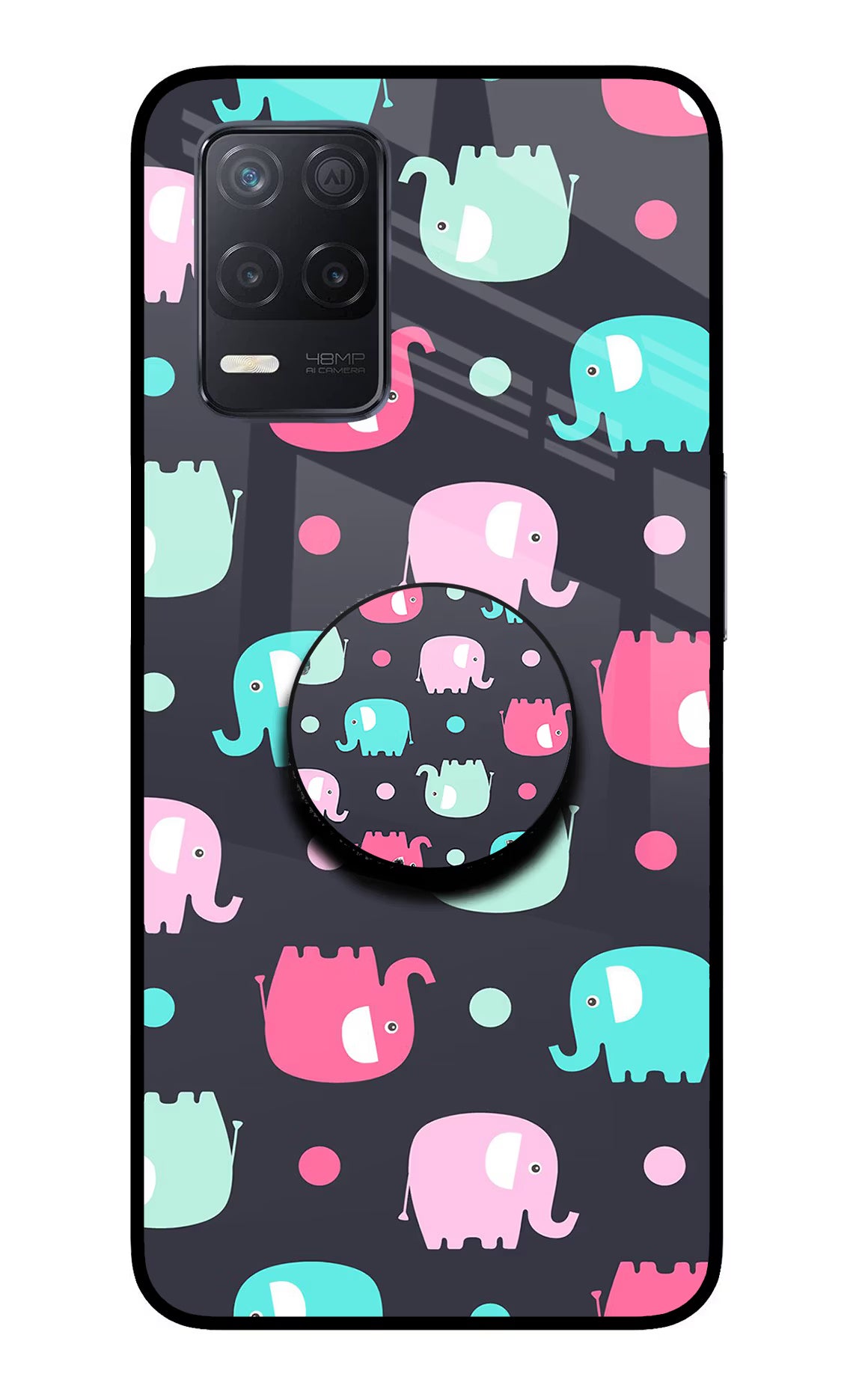 Baby Elephants Realme 8 5G/8s 5G Glass Case - Baby Elephants Realme 8 5G/8s 5G Glass Case Baby Elephants Realme 8 5G/8s 5G Glass Case