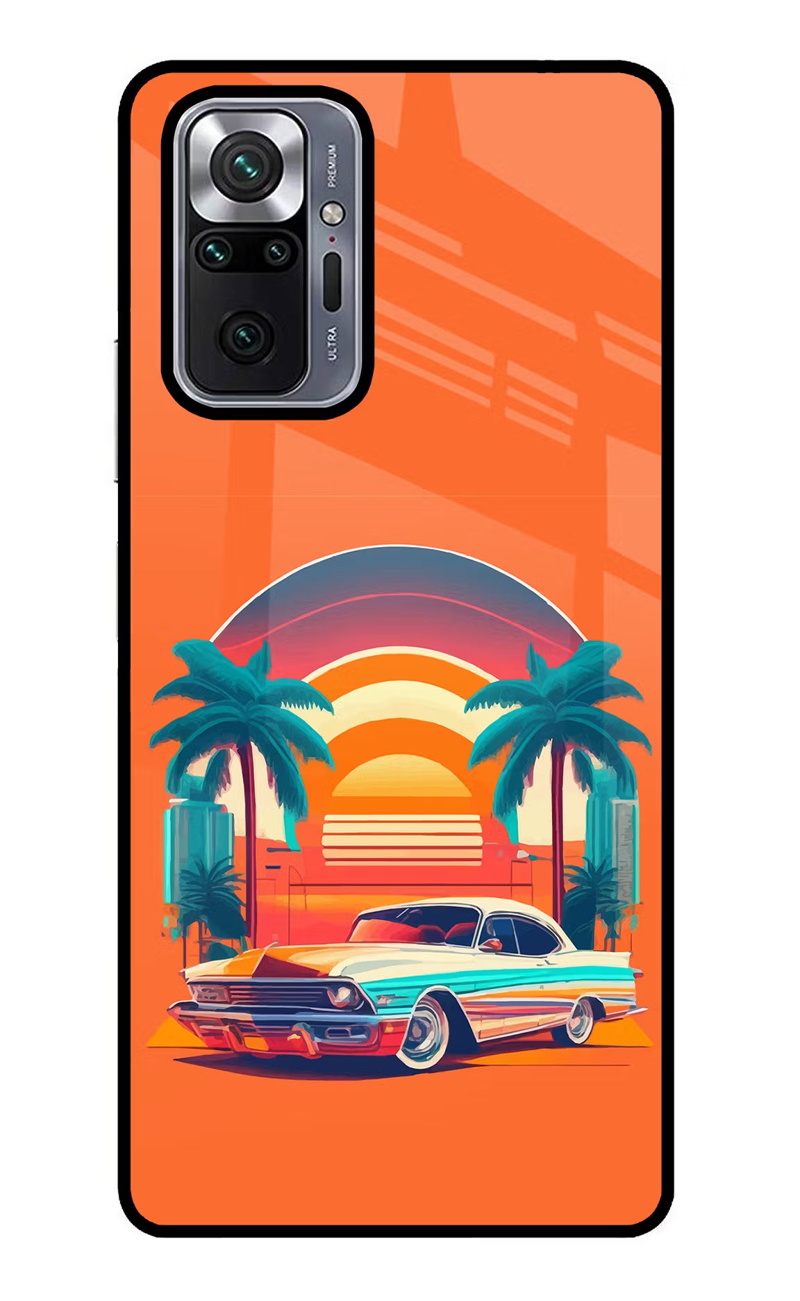 Palm Drive 80s Redmi Note 10 Pro Max Back Cover - Palm Drive 80s Redmi Note 10 Pro Max Glass Case Back Cover by Casekaro Palm Drive 80s Redmi Note 10 Pro Max Glass Case Back Cover by Casekaro