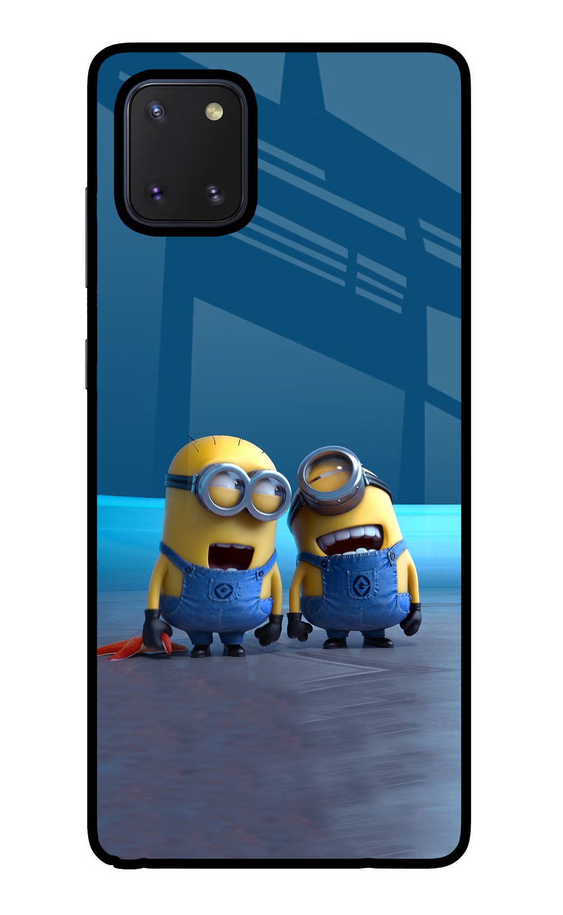 Minion Laughing Samsung Note 10 Lite Back Cover - Minion Laughing Samsung Note 10 Lite Glass Case Back Cover by Casekaro Minion Laughing Samsung Note 10 Lite Glass Case Back Cover by Casekaro