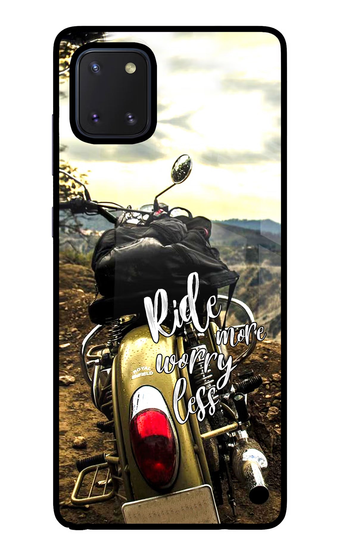 Ride More Worry Less Samsung Note 10 Lite Back Cover - Ride More Worry Less Samsung Note 10 Lite Glass Case Back Cover by Casekaro Ride More Worry Less Samsung Note 10 Lite Glass Case Back Cover by Casekaro