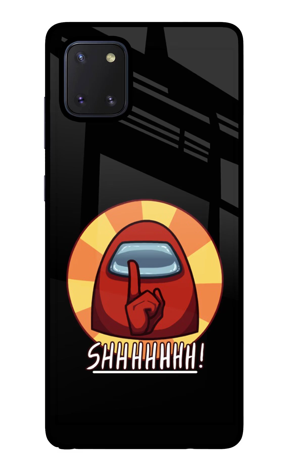 Among Us Shhh! Samsung Note 10 Lite Back Cover - Among Us Shhh! Samsung Note 10 Lite Glass Case Back Cover by Casekaro Among Us Shhh! Samsung Note 10 Lite Glass Case Back Cover by Casekaro