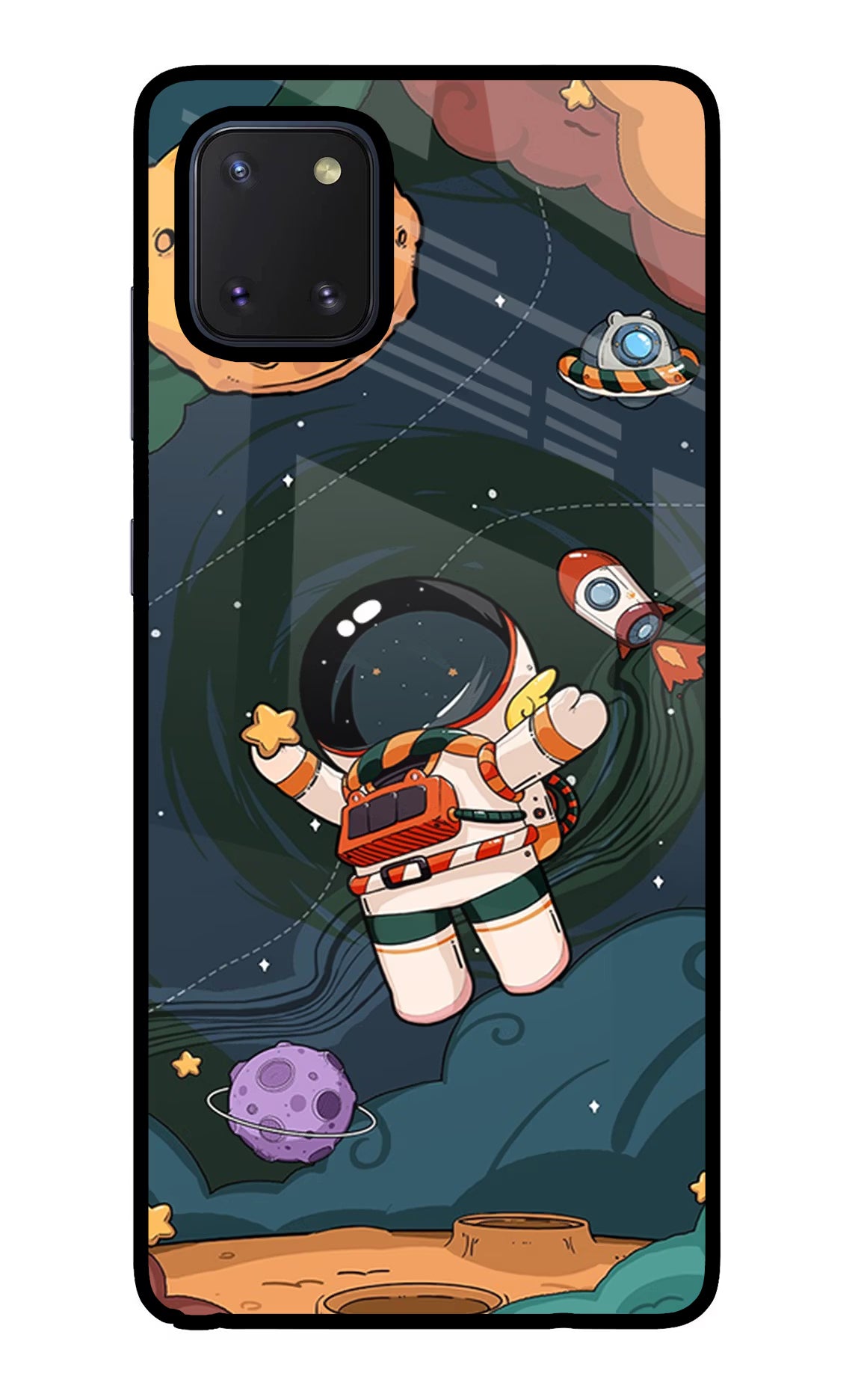 Cartoon Astronaut Samsung Note 10 Lite Back Cover - Cartoon Astronaut Samsung Note 10 Lite Glass Case Back Cover by Casekaro Cartoon Astronaut Samsung Note 10 Lite Glass Case Back Cover by Casekaro