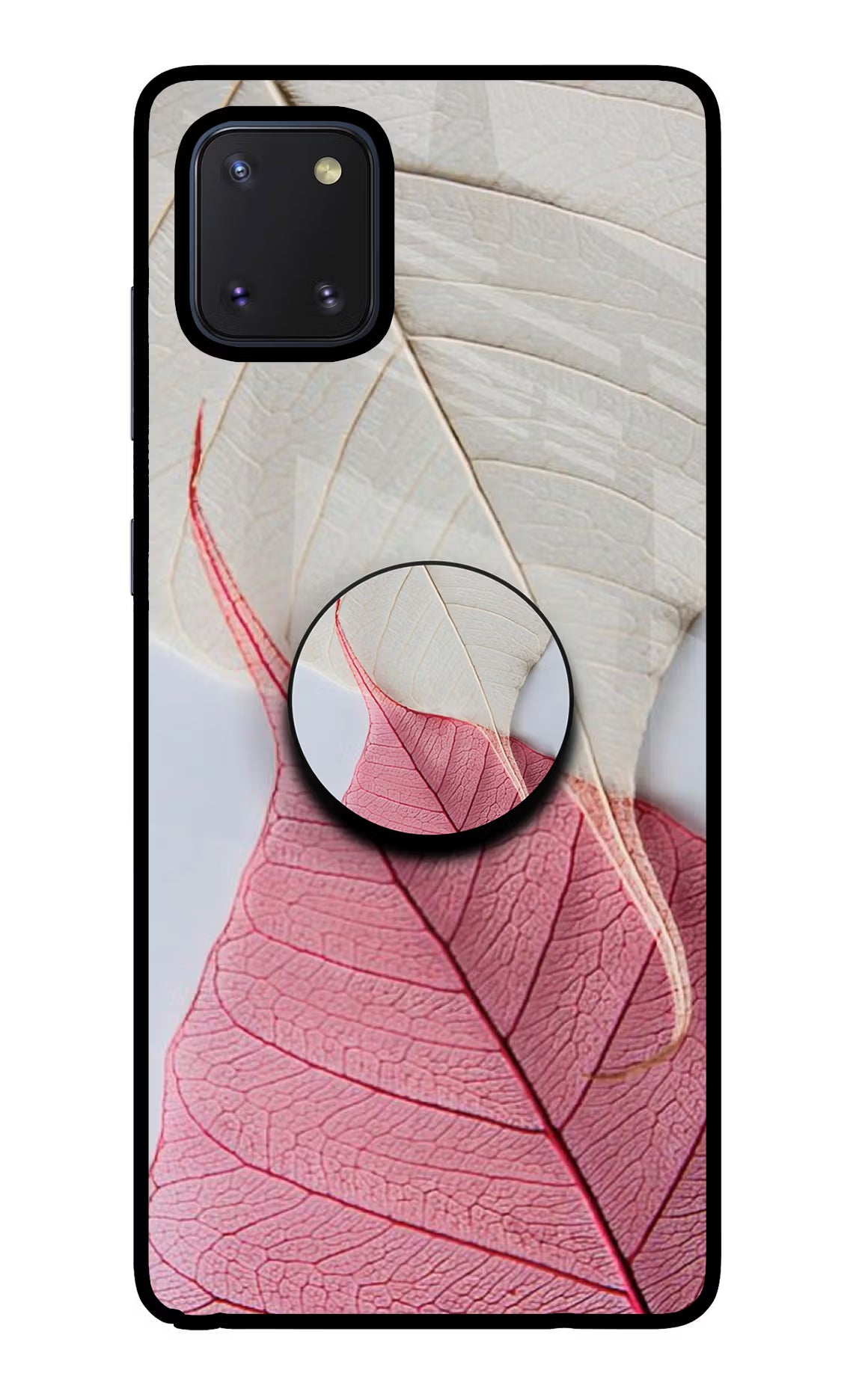 White Pink Leaf Samsung Note 10 Lite Pop Case - White Pink Leaf Samsung Note 10 Lite Pop Case by Casekaro White Pink Leaf Samsung Note 10 Lite Pop Case by Casekaro