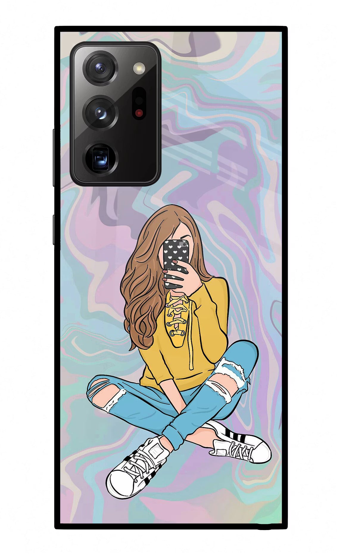 Selfie Girl Samsung Note 20 Ultra Back Cover - Selfie Girl Samsung Note 20 Ultra Glass Case Back Cover by Casekaro Selfie Girl Samsung Note 20 Ultra Glass Case Back Cover by Casekaro