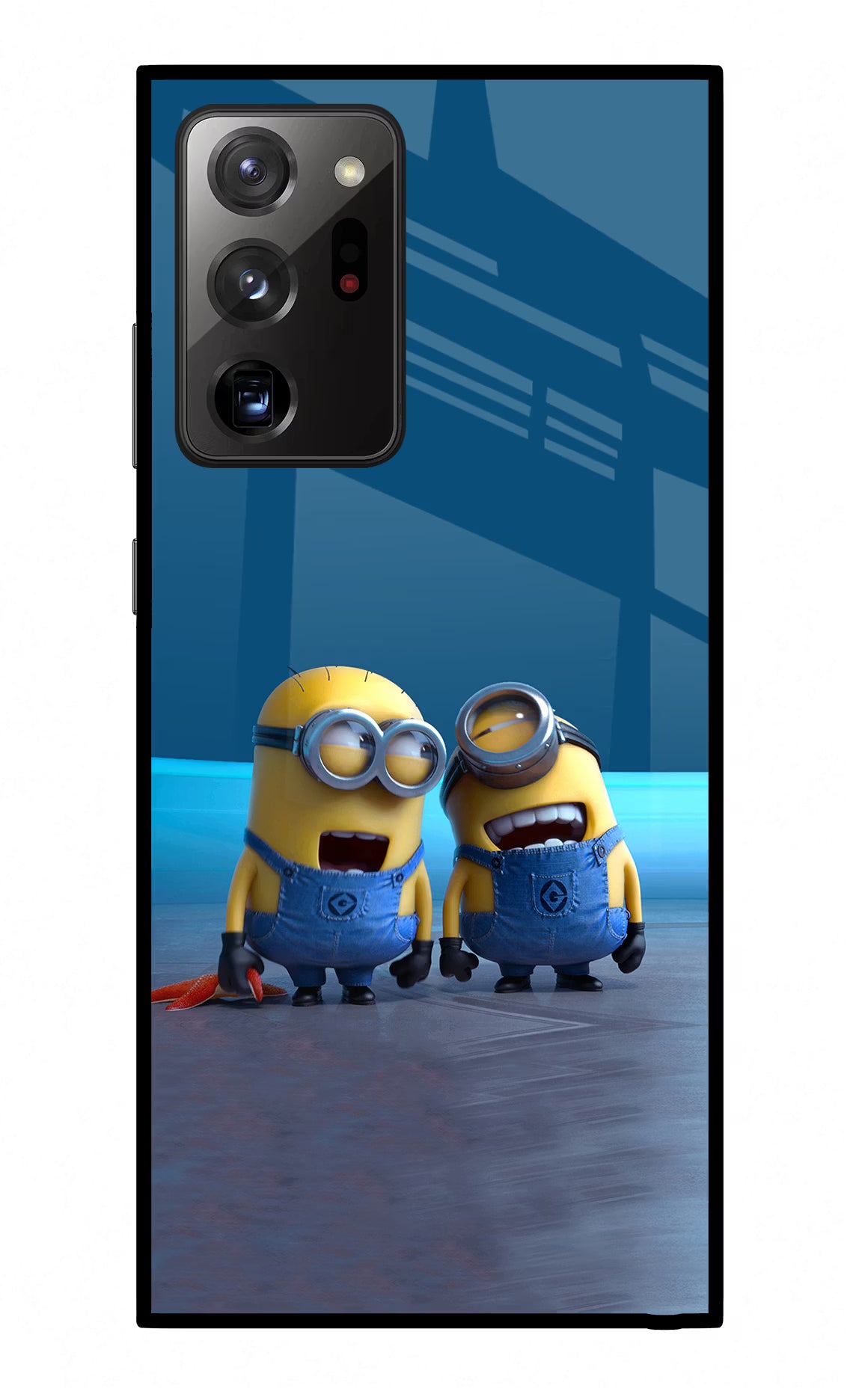 Minion Laughing Samsung Note 20 Ultra Back Cover - Minion Laughing Samsung Note 20 Ultra Glass Case Back Cover by Casekaro Minion Laughing Samsung Note 20 Ultra Glass Case Back Cover by Casekaro