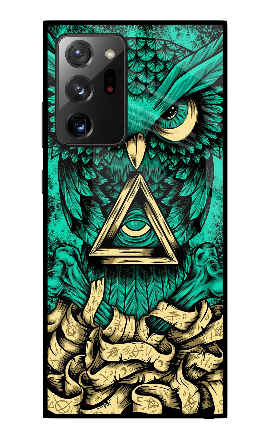 Green Owl Samsung Note 20 Ultra Back Cover - Green Owl Samsung Note 20 Ultra Glass Case Back Cover by Casekaro Green Owl Samsung Note 20 Ultra Glass Case Back Cover by Casekaro