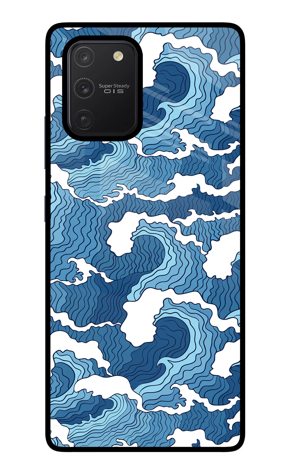 Blue Waves Samsung S10 Lite Back Cover - Blue Waves Samsung S10 Lite Glass Case Back Cover by Casekaro Blue Waves Samsung S10 Lite Glass Case Back Cover by Casekaro