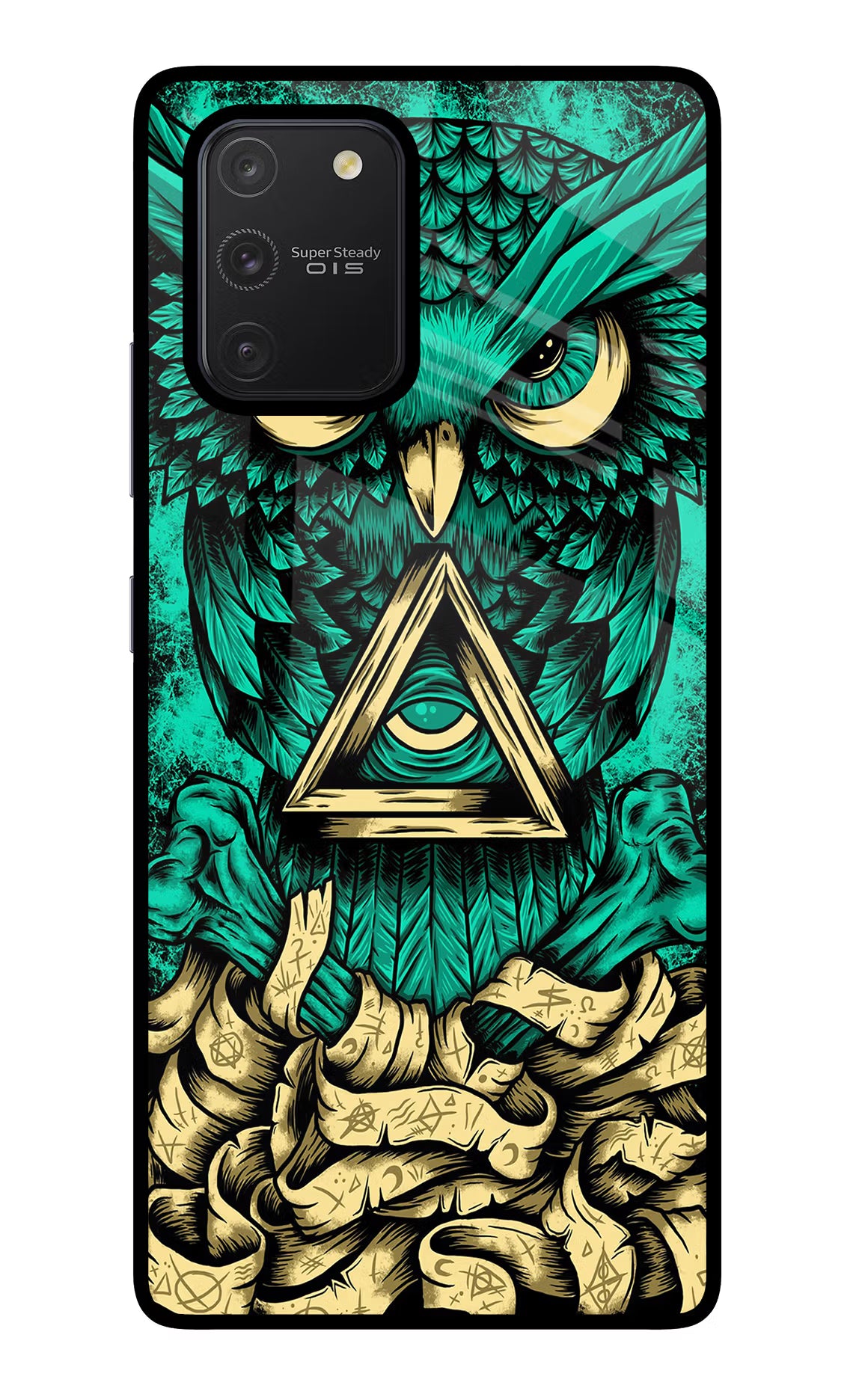 Green Owl Samsung S10 Lite Back Cover - Green Owl Samsung S10 Lite Glass Case Back Cover by Casekaro Green Owl Samsung S10 Lite Glass Case Back Cover by Casekaro
