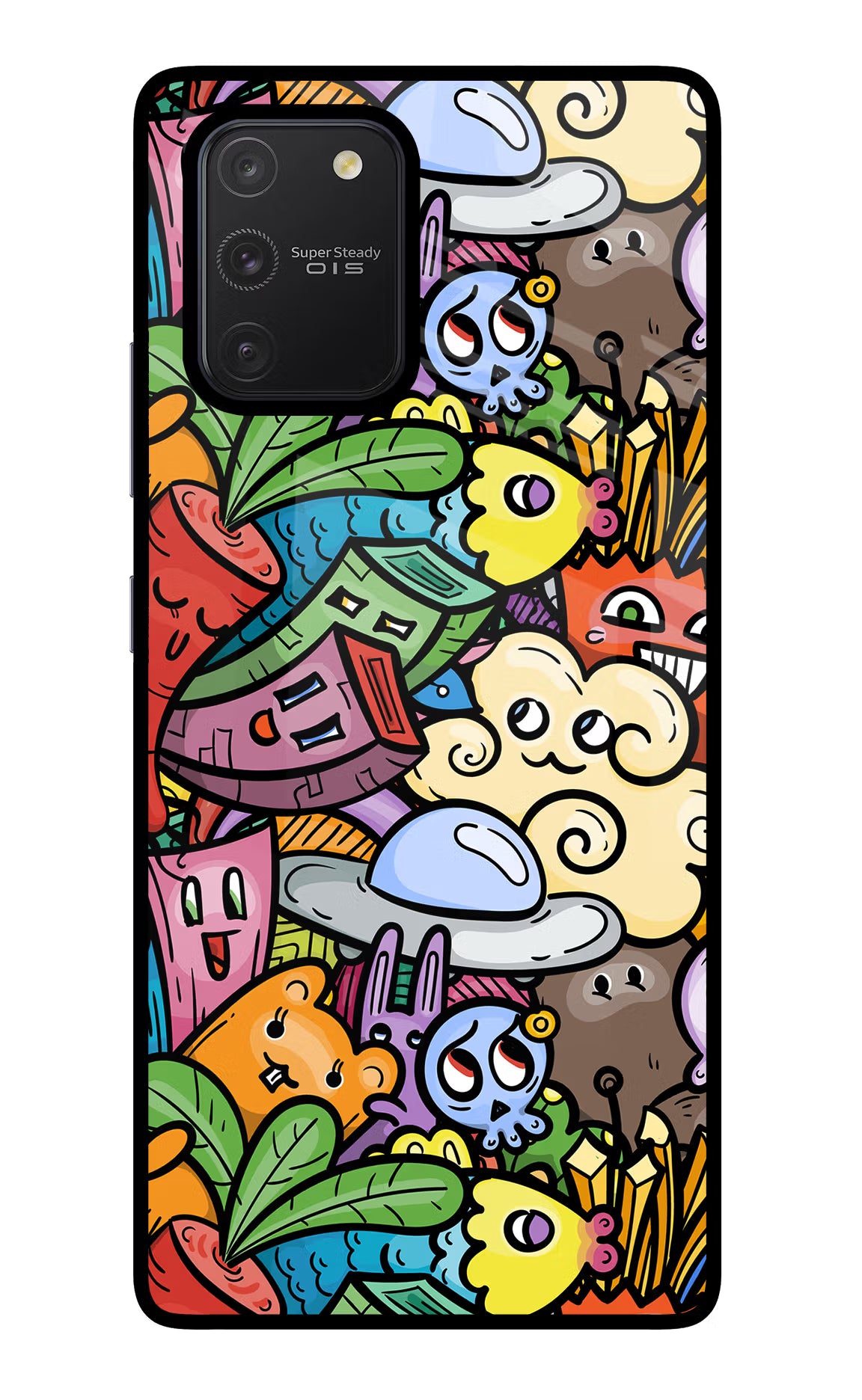Veggie Doodle Samsung S10 Lite Back Cover - Veggie Doodle Samsung S10 Lite Glass Case Back Cover by Casekaro Veggie Doodle Samsung S10 Lite Glass Case Back Cover by Casekaro