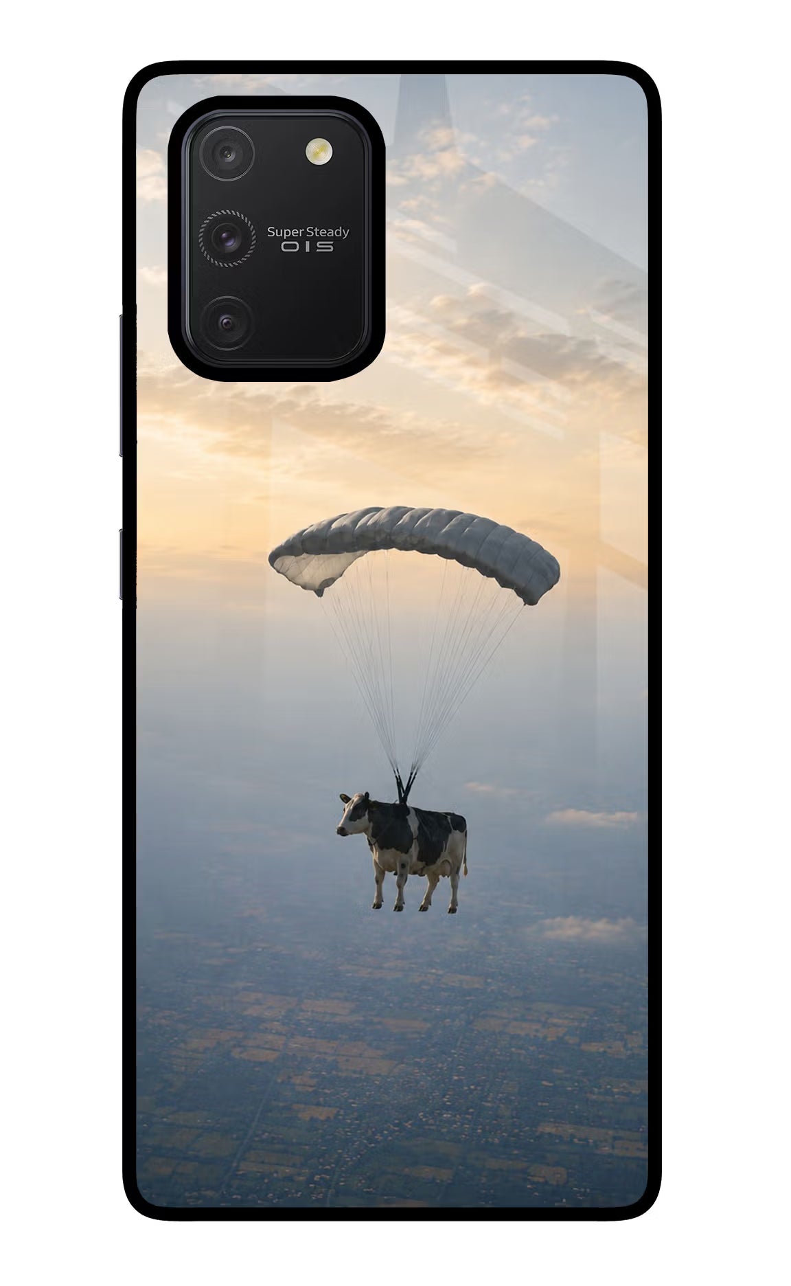 Skydiving Cow Samsung S10 Lite Glass Case - Skydiving Cow Samsung S10 Lite Glass Case Skydiving Cow Samsung S10 Lite Glass Case