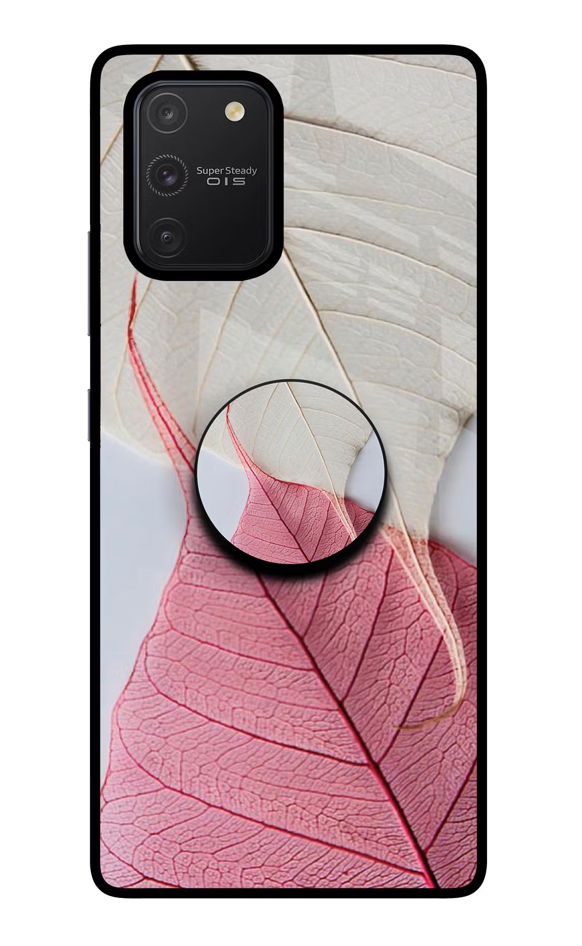 White Pink Leaf Samsung S10 Lite Pop Case - White Pink Leaf Samsung S10 Lite Pop Case by Casekaro White Pink Leaf Samsung S10 Lite Pop Case by Casekaro