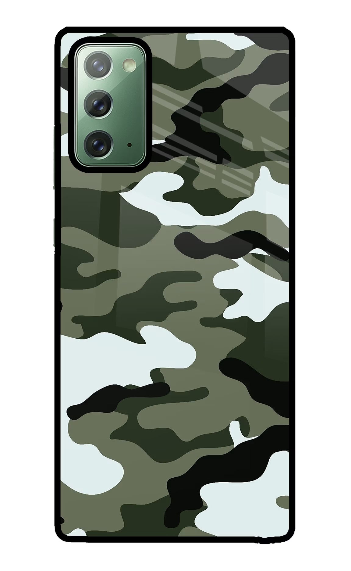 Camouflage Samsung Note 20 Back Cover - Camouflage Samsung Note 20 Glass Case Back Cover by Casekaro Camouflage Samsung Note 20 Glass Case Back Cover by Casekaro