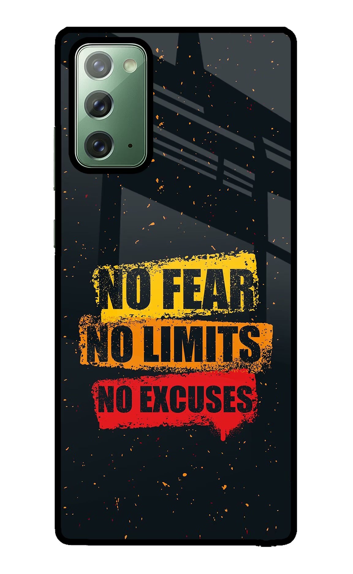 No Fear No Limits No Excuse Samsung Note 20 Back Cover - No Fear No Limits No Excuse Samsung Note 20 Glass Case Back Cover by Casekaro No Fear No Limits No Excuse Samsung Note 20 Glass Case Back Cover by Casekaro