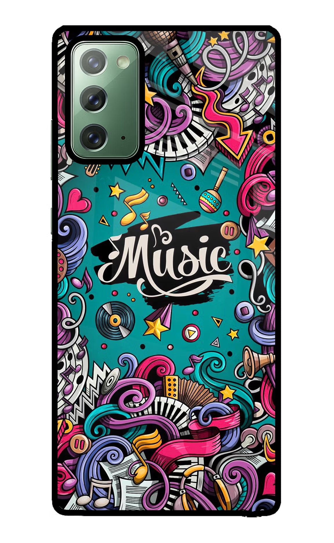 Music Graffiti Samsung Note 20 Back Cover - Music Graffiti Samsung Note 20 Glass Case Back Cover by Casekaro Music Graffiti Samsung Note 20 Glass Case Back Cover by Casekaro