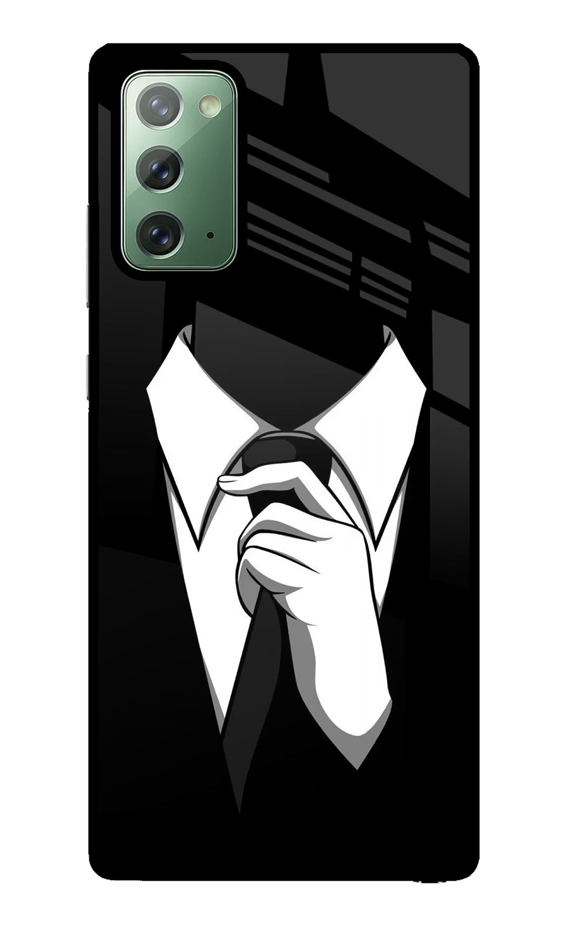 Black Tie Samsung Note 20 Back Cover - Black Tie Samsung Note 20 Glass Case Back Cover by Casekaro Black Tie Samsung Note 20 Glass Case Back Cover by Casekaro