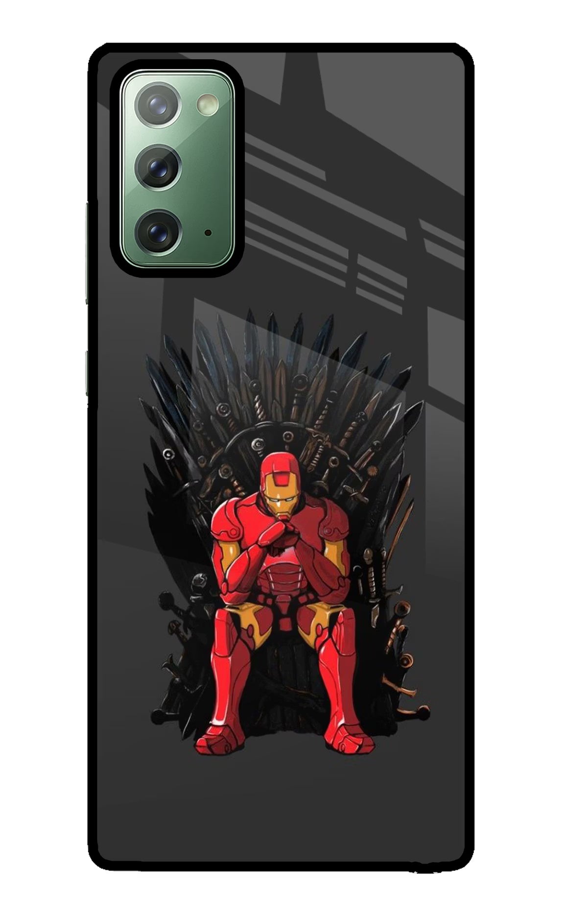 Ironman Throne Samsung Note 20 Back Cover - Ironman Throne Samsung Note 20 Glass Case Back Cover by Casekaro Ironman Throne Samsung Note 20 Glass Case Back Cover by Casekaro