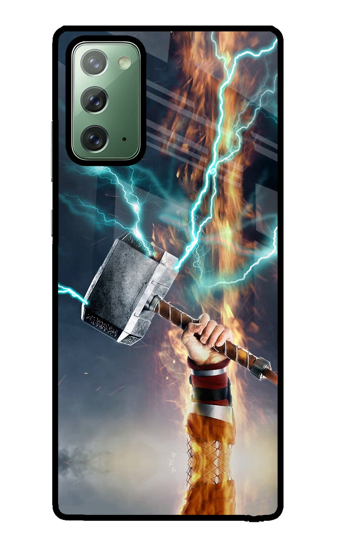 Thor Hammer Mjolnir Samsung Note 20 Back Cover - Thor Hammer Mjolnir Samsung Note 20 Glass Case Back Cover by Casekaro Thor Hammer Mjolnir Samsung Note 20 Glass Case Back Cover by Casekaro