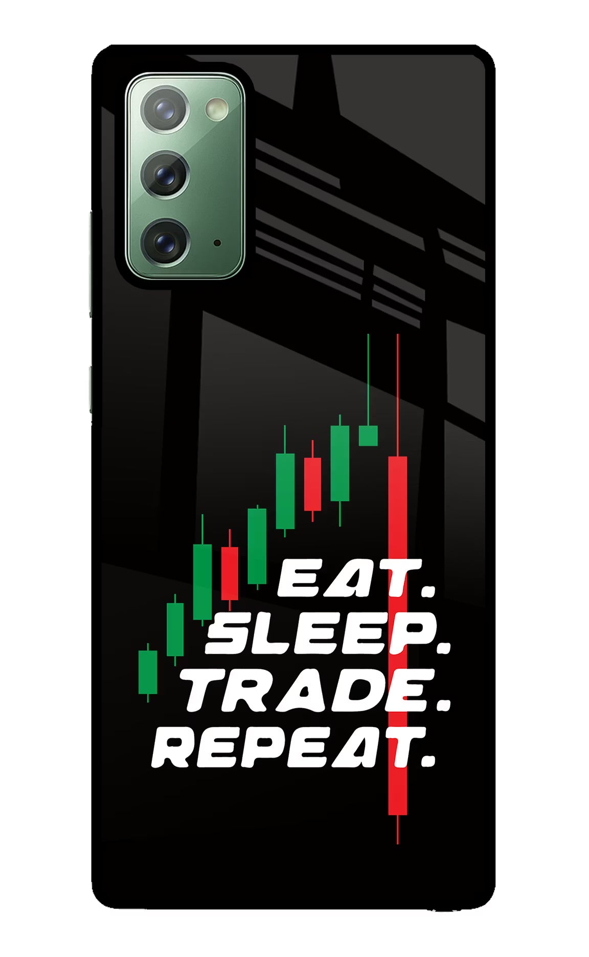 Eat Sleep Trade Repeat Samsung Note 20 Back Cover - Eat Sleep Trade Repeat Samsung Note 20 Glass Case Back Cover by Casekaro Eat Sleep Trade Repeat Samsung Note 20 Glass Case Back Cover by Casekaro