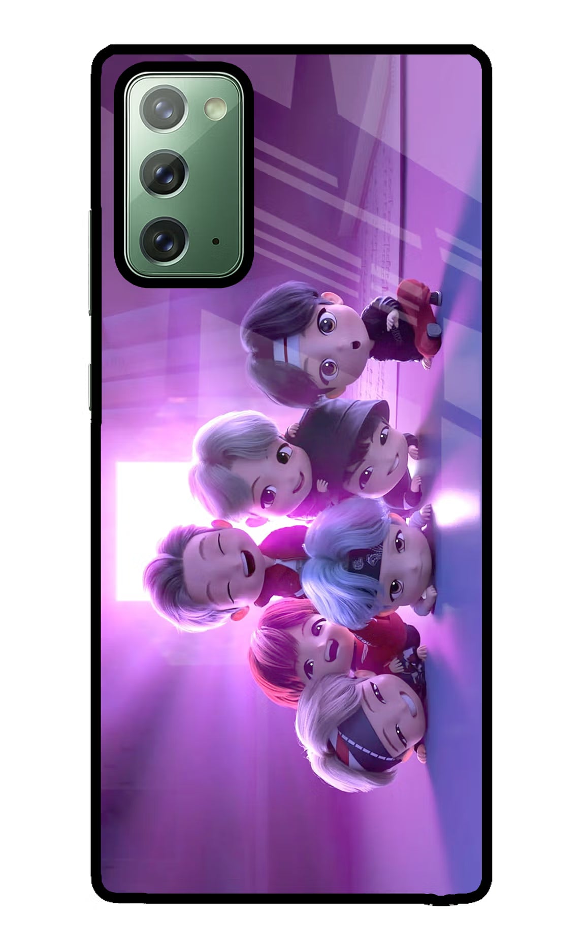 BTS Chibi Samsung Note 20 Back Cover - BTS Chibi Samsung Note 20 Glass Case Back Cover by Casekaro BTS Chibi Samsung Note 20 Glass Case Back Cover by Casekaro