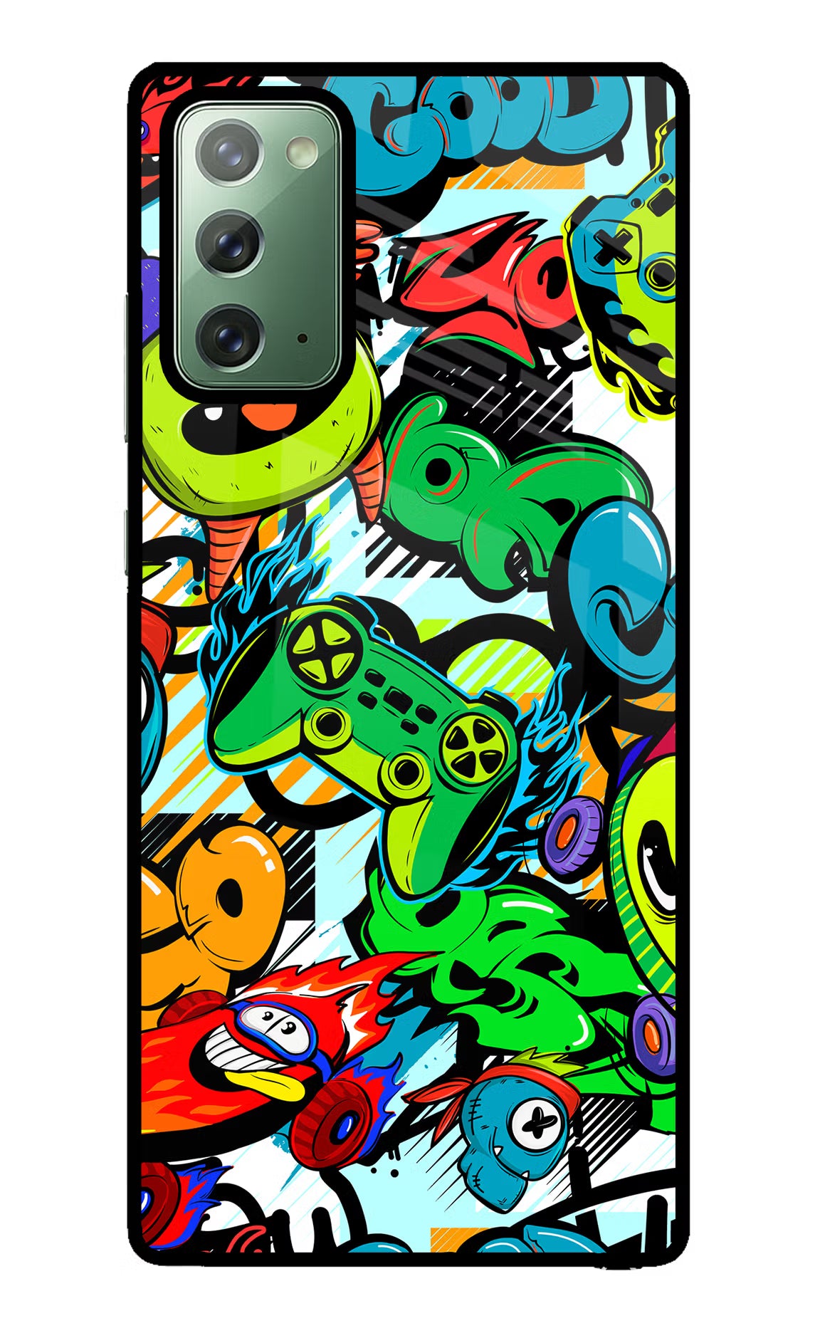 Game Doodle Samsung Note 20 Glass Case Back Cover by Casekaro