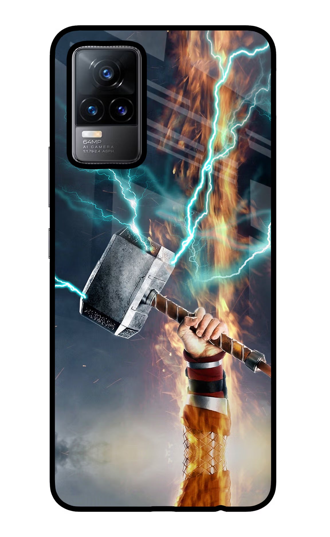 Thor Hammer Mjolnir Vivo Y73/V21E 4G Glass Case - Thor Hammer Mjolnir Vivo Y73/V21E 4G Glass Case Thor Hammer Mjolnir Vivo Y73/V21E 4G Glass Case
