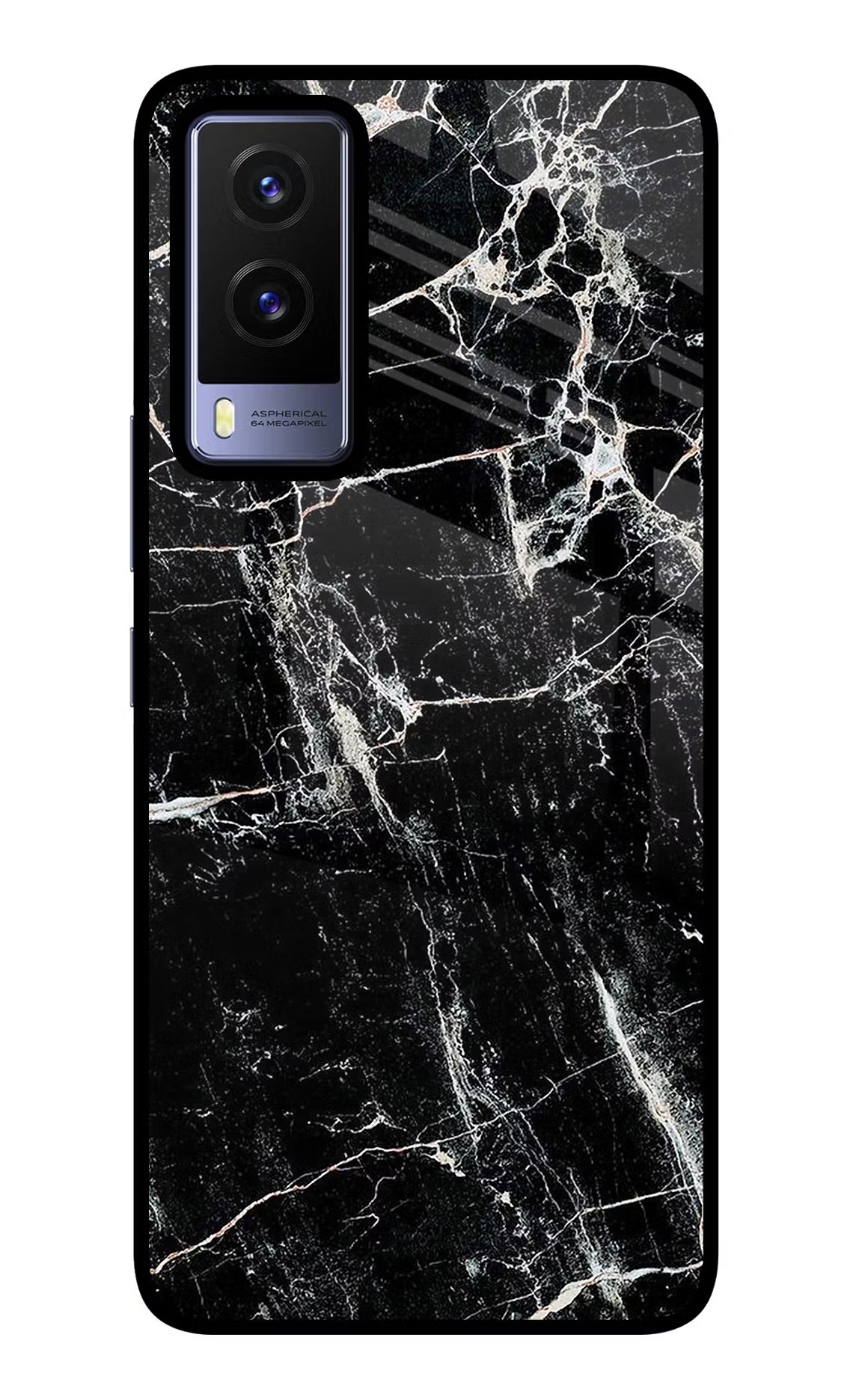 Black Marble Texture Vivo V21E 5G Back Cover - Black Marble Texture Vivo V21E 5G Glass Case Back Cover by Casekaro Black Marble Texture Vivo V21E 5G Glass Case Back Cover by Casekaro