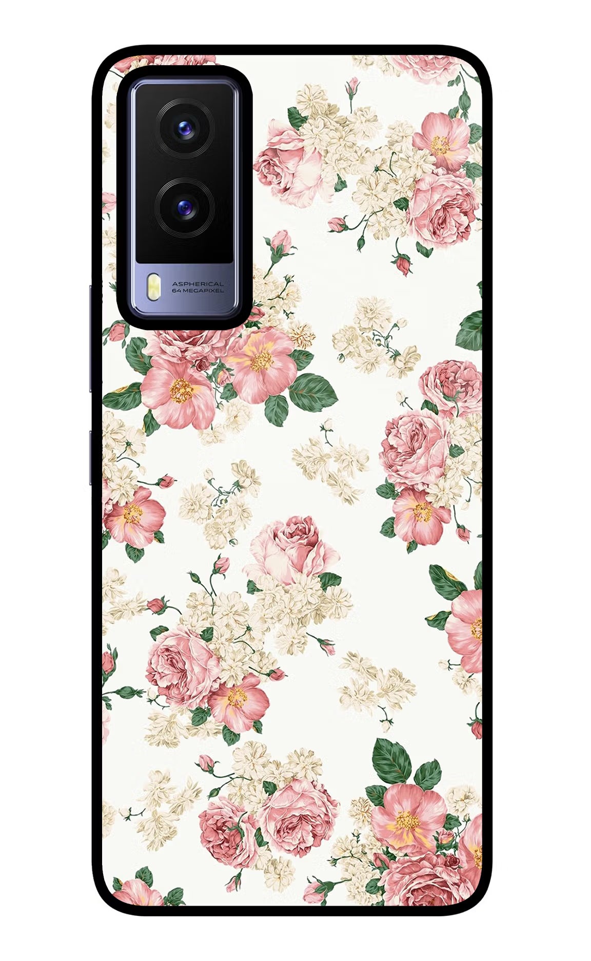 Flowers Vivo V21E 5G Back Cover - Flowers Vivo V21E 5G Glass Case Back Cover by Casekaro Flowers Vivo V21E 5G Glass Case Back Cover by Casekaro
