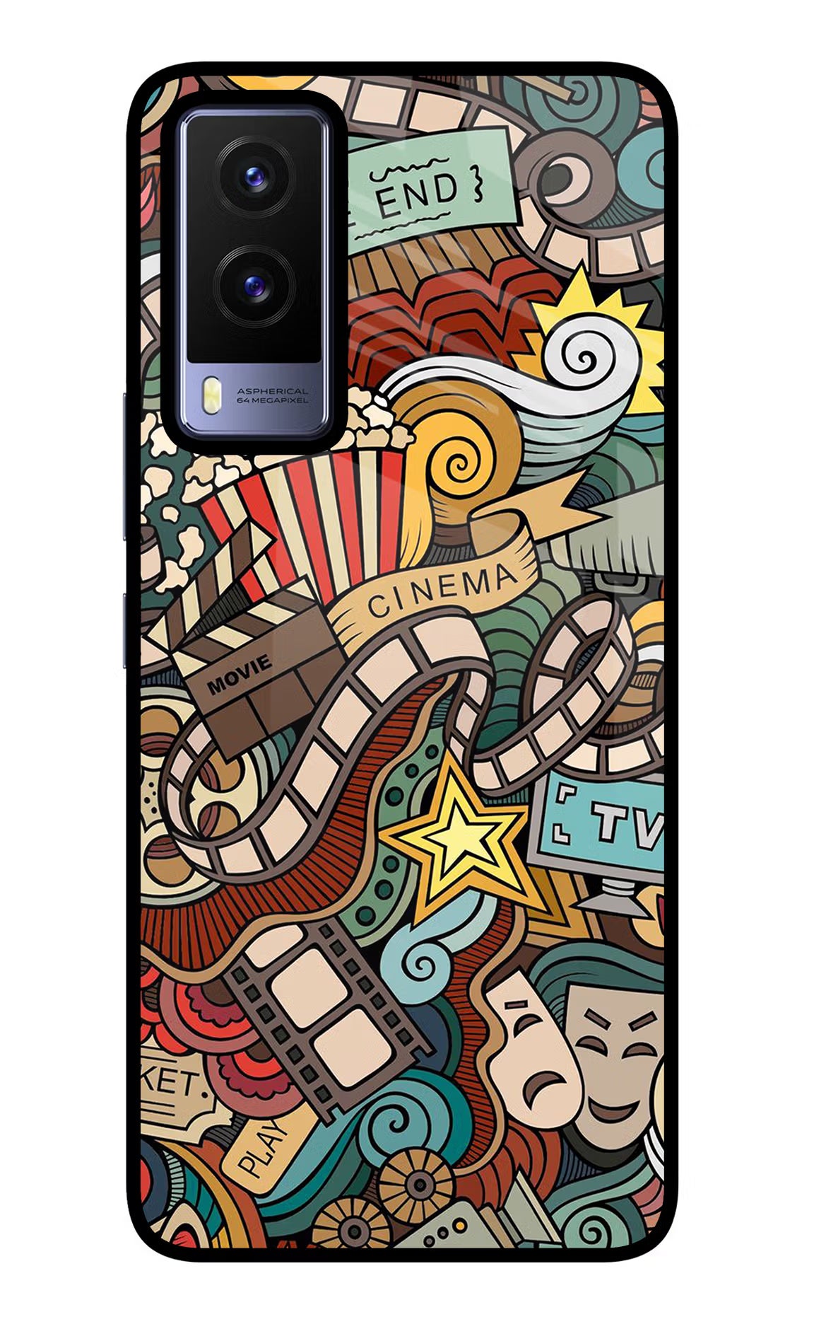 Cinema Abstract Vivo V21E 5G Back Cover - Cinema Abstract Vivo V21E 5G Glass Case Back Cover by Casekaro Cinema Abstract Vivo V21E 5G Glass Case Back Cover by Casekaro