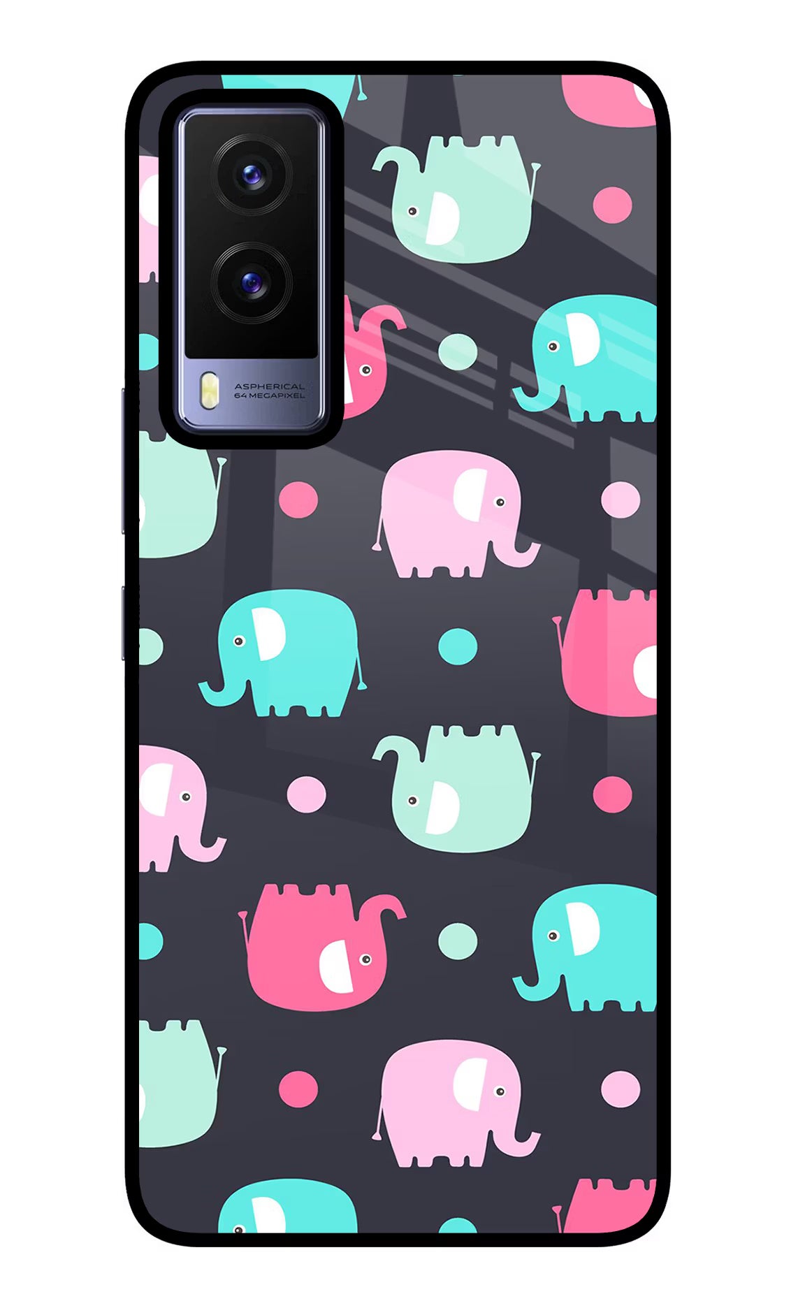 Elephants Vivo V21E 5G Back Cover - Elephants Vivo V21E 5G Glass Case Back Cover by Casekaro Elephants Vivo V21E 5G Glass Case Back Cover by Casekaro
