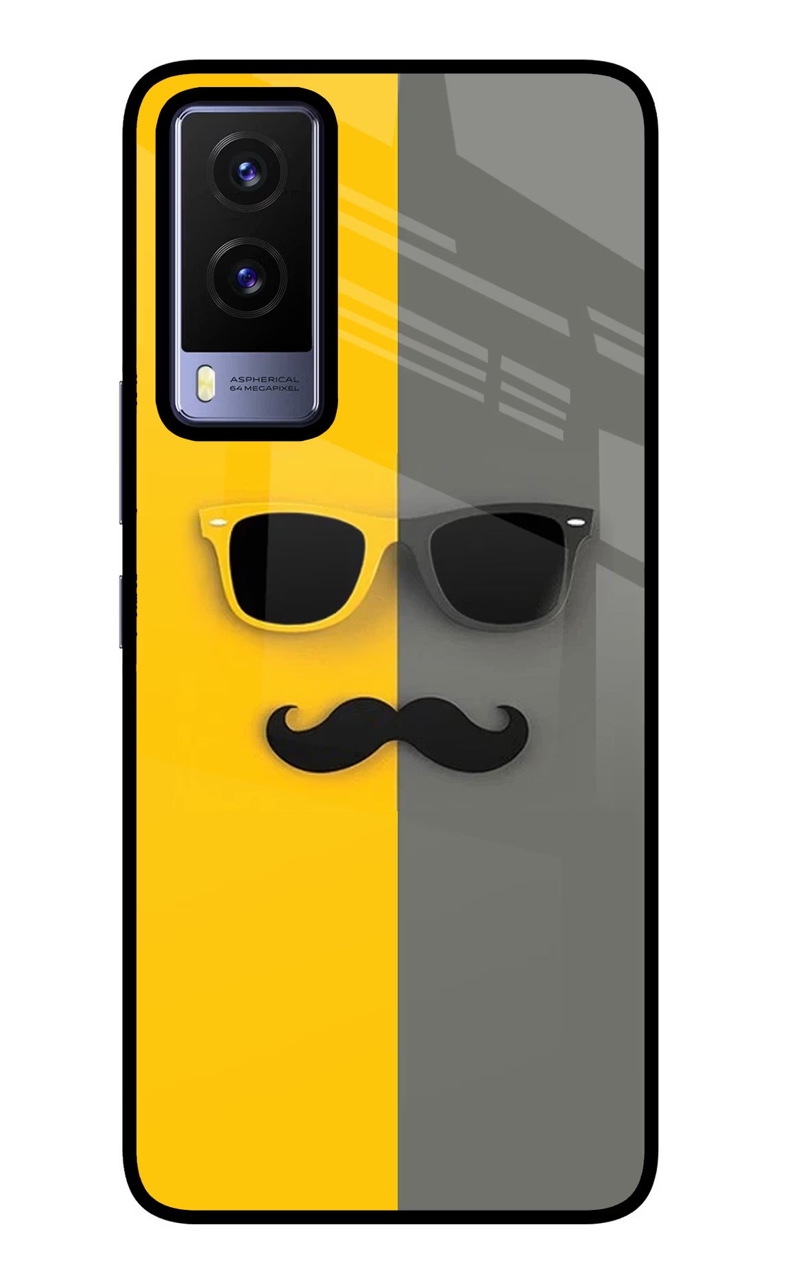 Sunglasses with Mustache Vivo V21E 5G Back Cover - Sunglasses with Mustache Vivo V21E 5G Glass Case Back Cover by Casekaro Sunglasses with Mustache Vivo V21E 5G Glass Case Back Cover by Casekaro