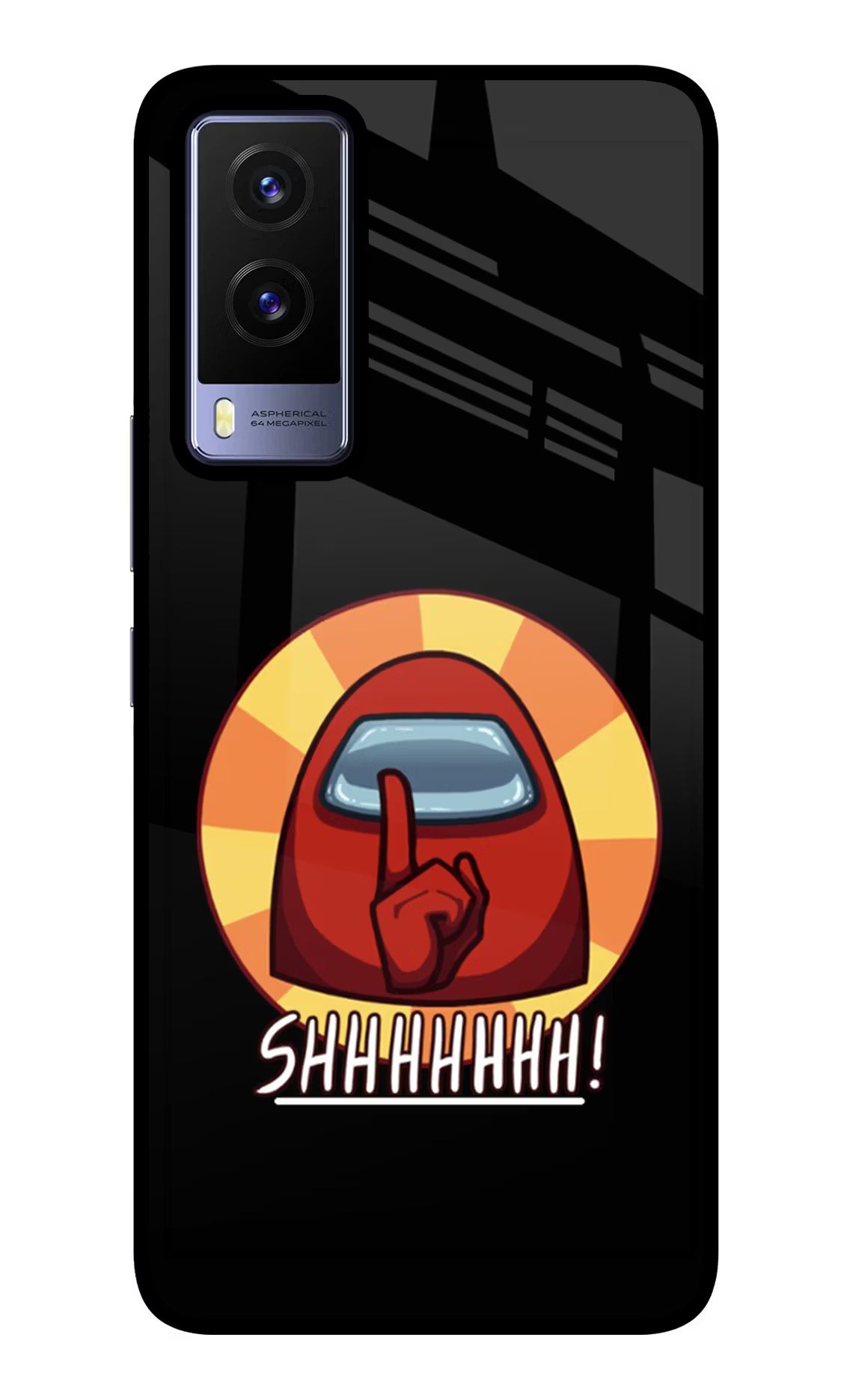 Among Us Shhh! Vivo V21E 5G Back Cover - Among Us Shhh! Vivo V21E 5G Glass Case Back Cover by Casekaro Among Us Shhh! Vivo V21E 5G Glass Case Back Cover by Casekaro