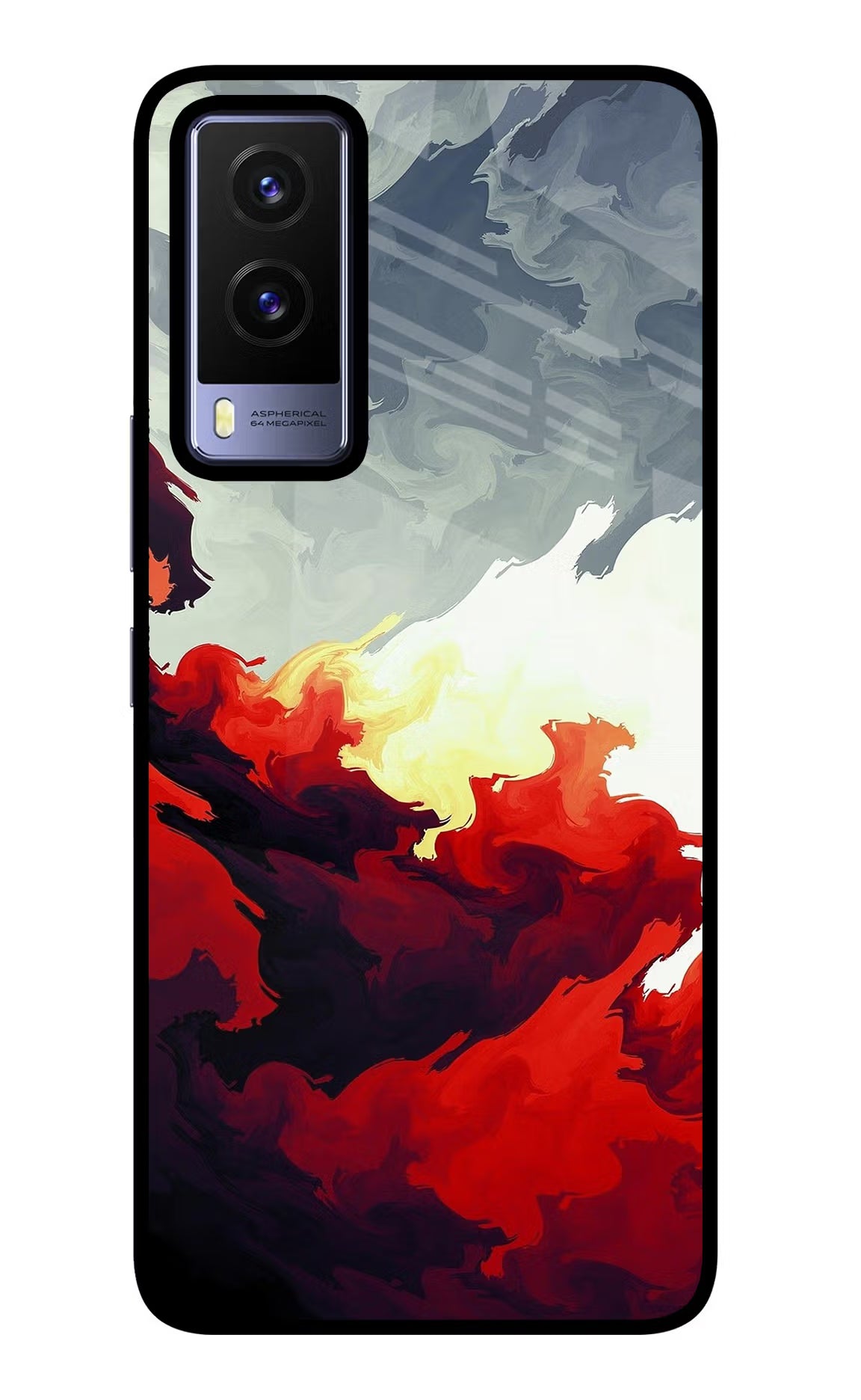 Fire Cloud Vivo V21E 5G Back Cover - Fire Cloud Vivo V21E 5G Glass Case Back Cover by Casekaro Fire Cloud Vivo V21E 5G Glass Case Back Cover by Casekaro