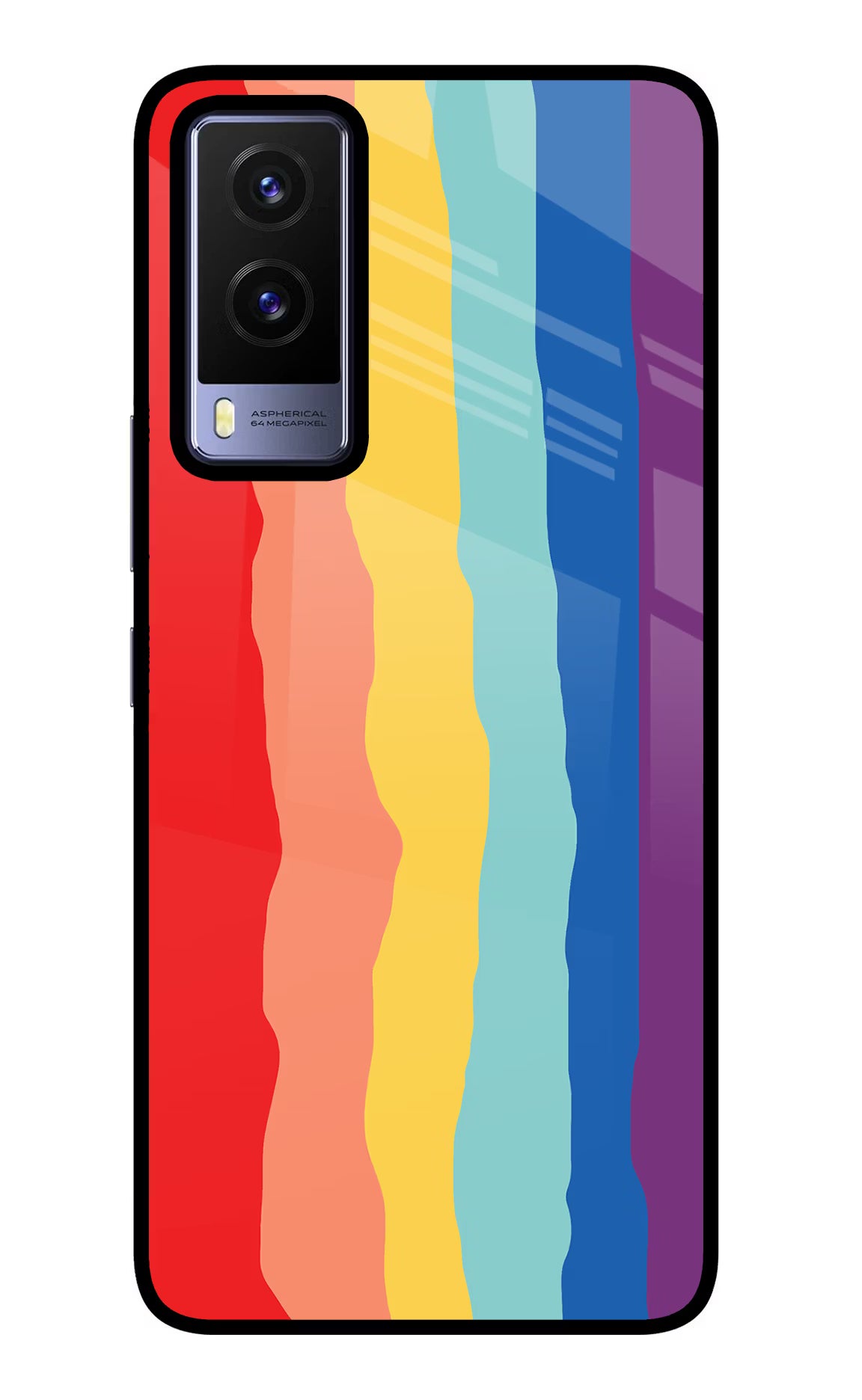 Rainbow Vivo V21E 5G Back Cover - Rainbow Vivo V21E 5G Glass Case Back Cover by Casekaro Rainbow Vivo V21E 5G Glass Case Back Cover by Casekaro