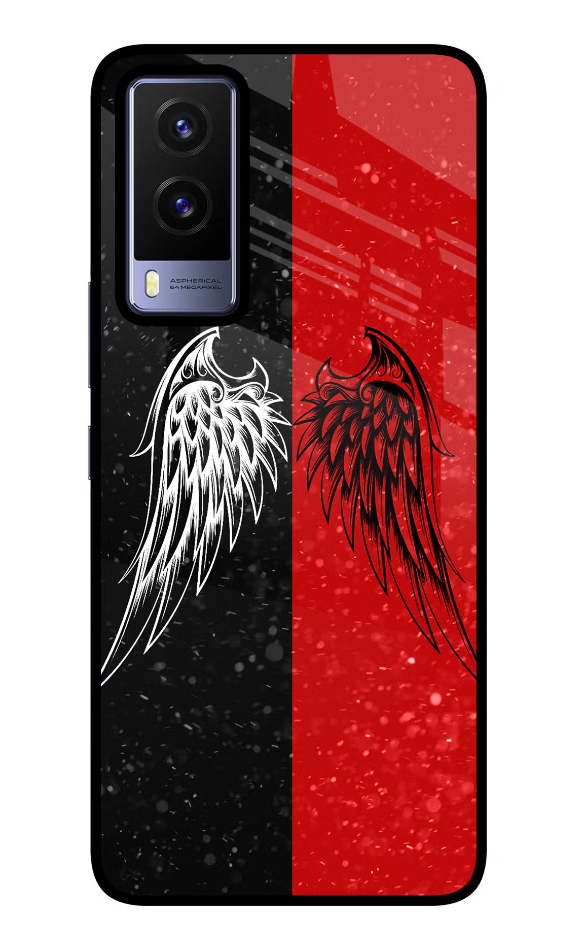 Wings Vivo V21E 5G Back Cover - Wings Vivo V21E 5G Glass Case Back Cover by Casekaro Wings Vivo V21E 5G Glass Case Back Cover by Casekaro