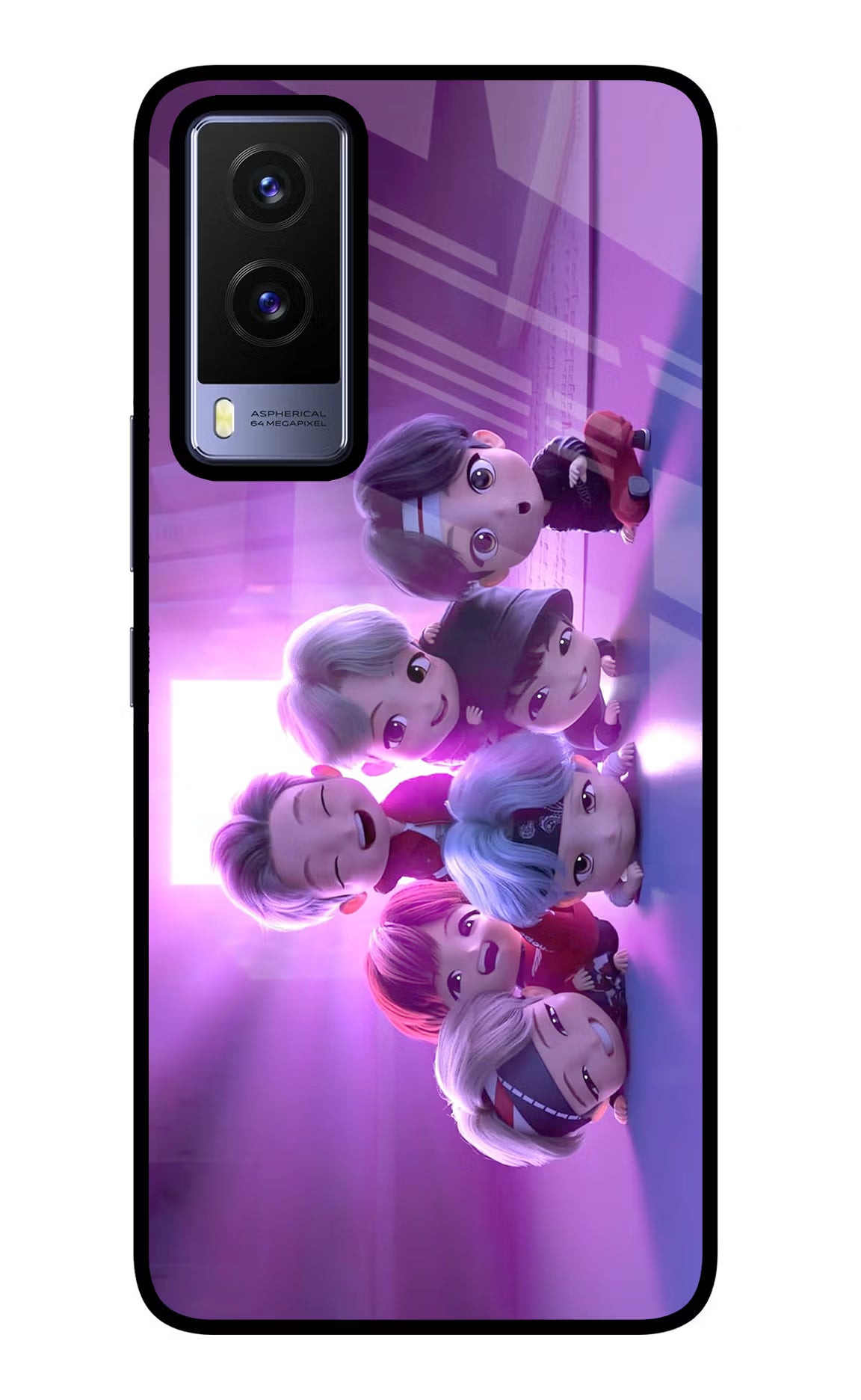 BTS Chibi Vivo V21E 5G Glass Case - BTS Chibi Vivo V21E 5G Glass Case BTS Chibi Vivo V21E 5G Glass Case