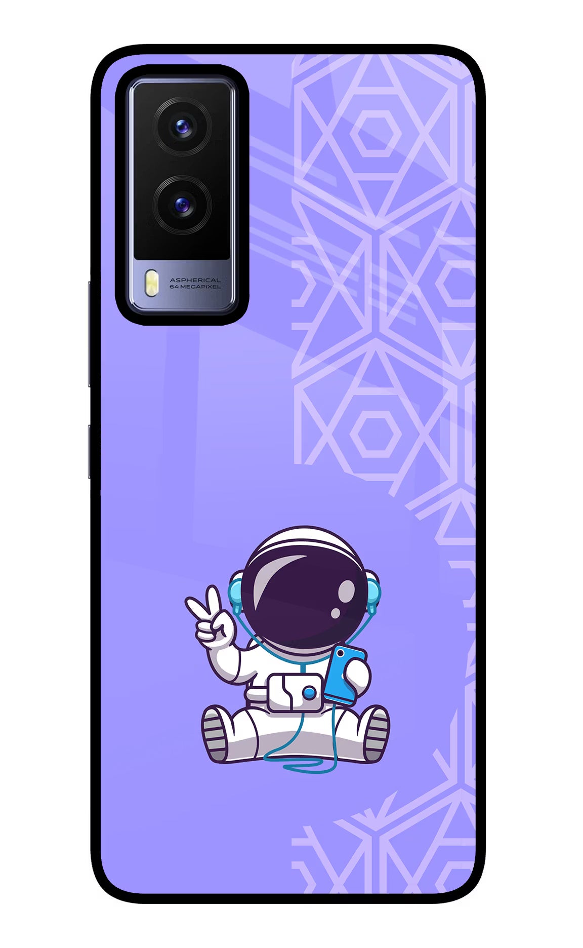 Cute Astronaut Chilling Vivo V21E 5G Back Cover - Cute Astronaut Chilling Vivo V21E 5G Glass Case Back Cover by Casekaro Cute Astronaut Chilling Vivo V21E 5G Glass Case Back Cover by Casekaro