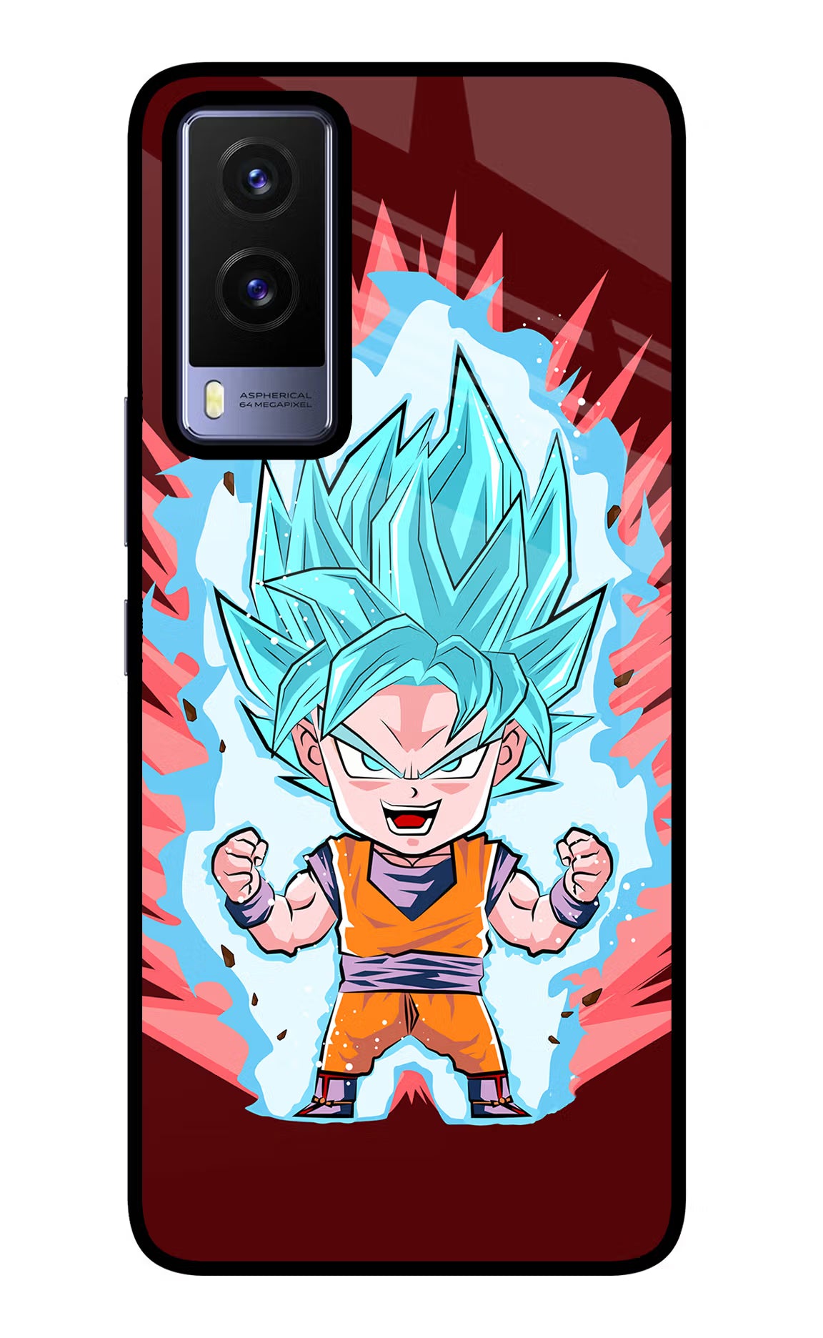 Goku Little Vivo V21E 5G Back Cover - Goku Little Vivo V21E 5G Glass Case Back Cover by Casekaro Goku Little Vivo V21E 5G Glass Case Back Cover by Casekaro