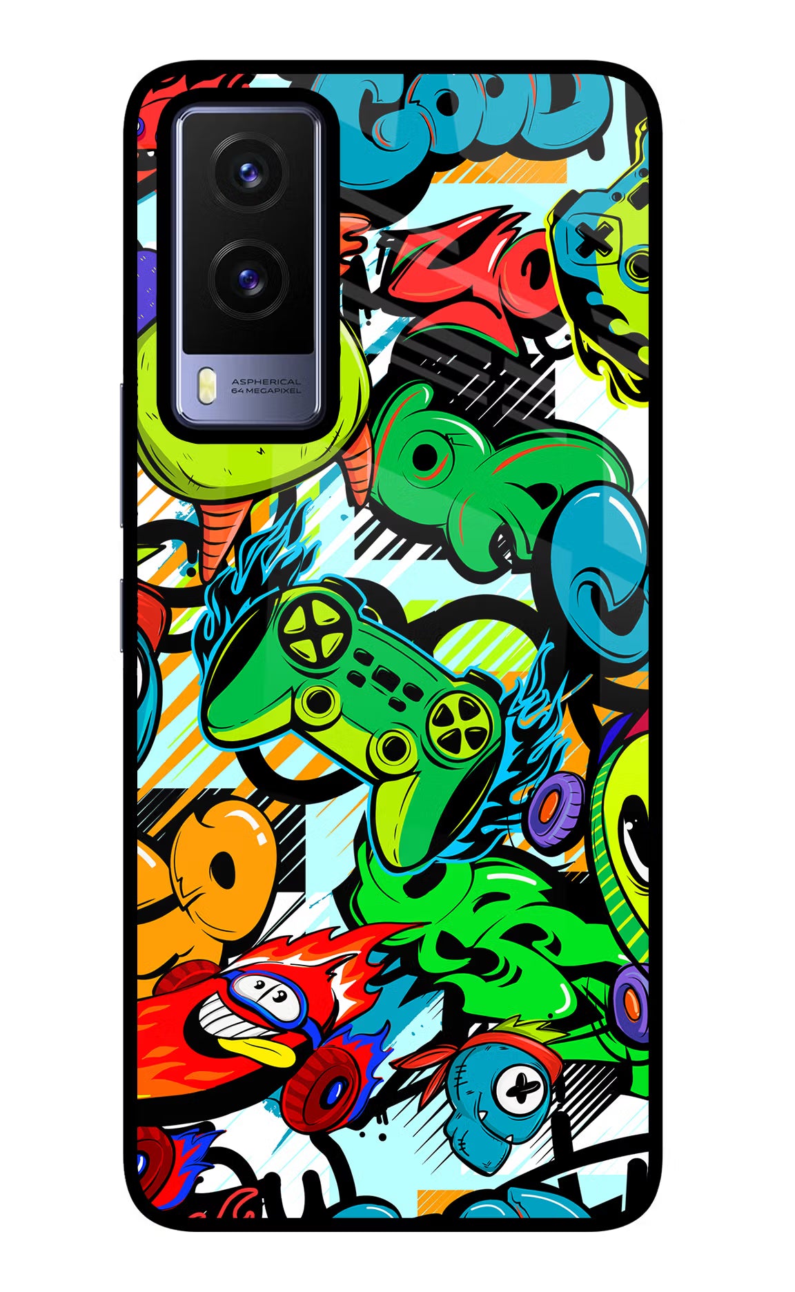 Game Doodle Vivo V21E 5G Glass Case - Game Doodle Vivo V21E 5G Glass Case Game Doodle Vivo V21E 5G Glass Case