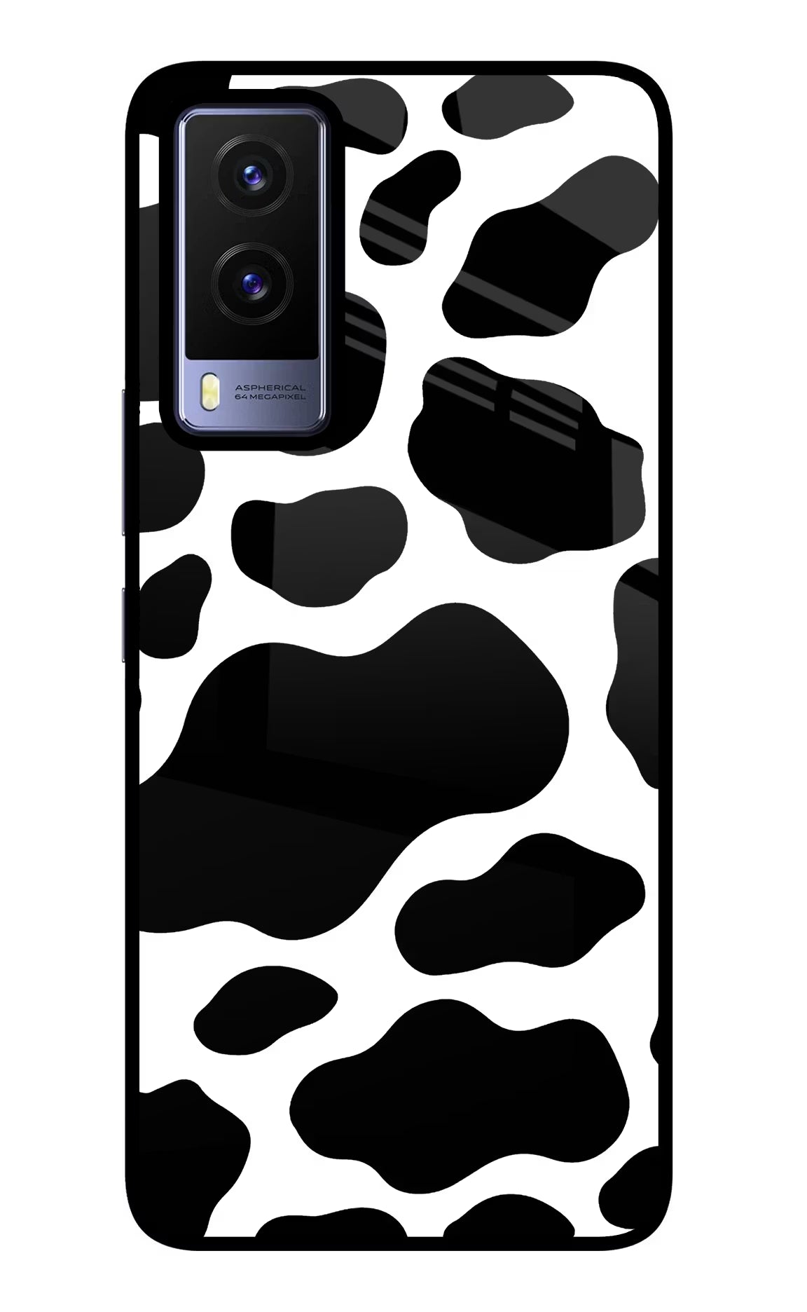 Cow Spots Vivo V21E 5G Back Cover - Cow Spots Vivo V21E 5G Glass Case Back Cover by Casekaro Cow Spots Vivo V21E 5G Glass Case Back Cover by Casekaro