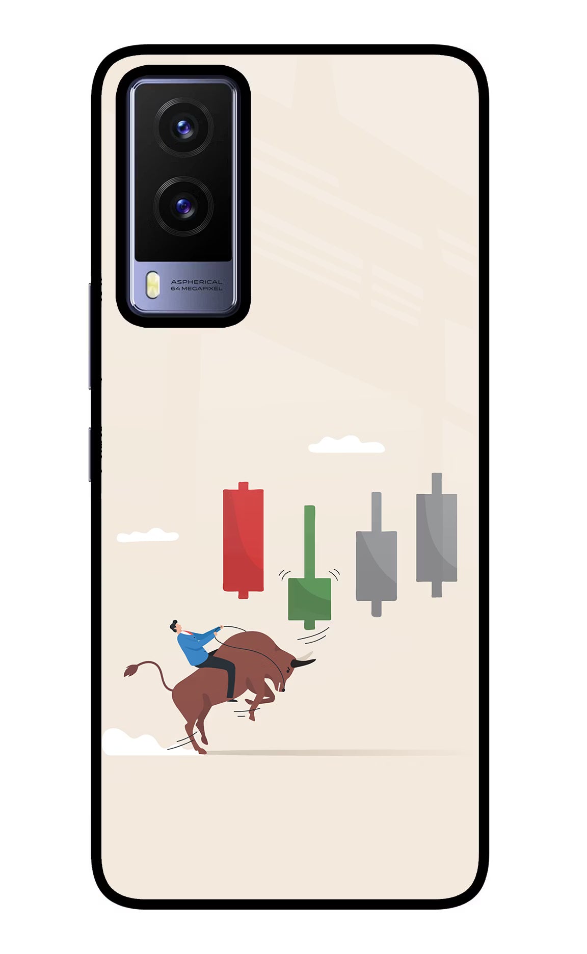 Bull Trading Momentum Vivo V21E 5G Back Cover - Bull Trading Momentum Vivo V21E 5G Glass Case Back Cover by Casekaro Bull Trading Momentum Vivo V21E 5G Glass Case Back Cover by Casekaro