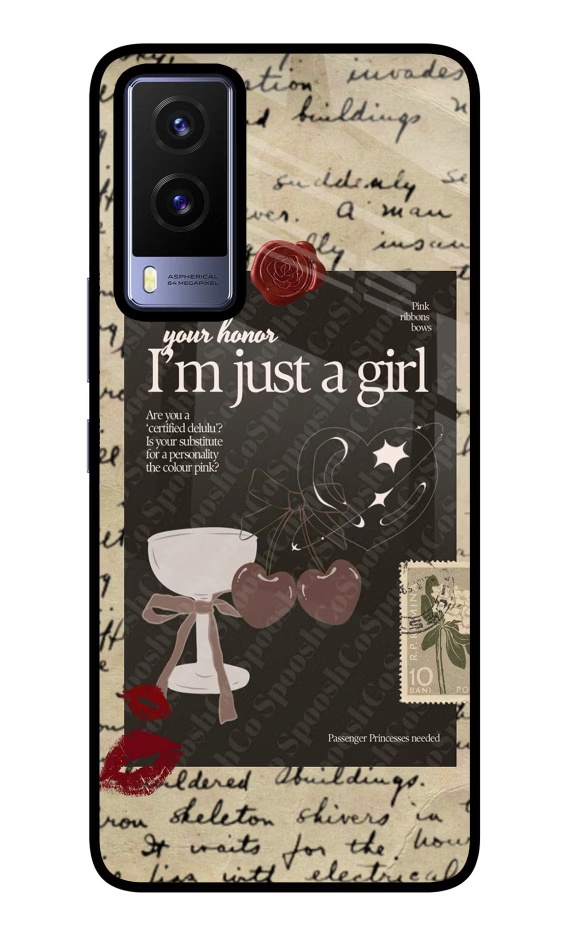 I am just a girl Vivo V21E 5G Back Cover - I am just a girl Vivo V21E 5G Glass Case Back Cover by Casekaro I am just a girl Vivo V21E 5G Glass Case Back Cover by Casekaro