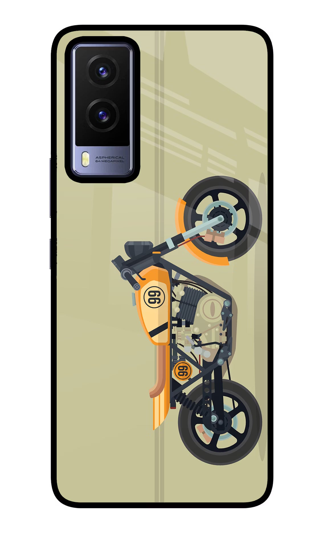 Vertical Speedster Vivo V21E 5G Back Cover - Vertical Speedster Vivo V21E 5G Glass Case Back Cover by Casekaro Vertical Speedster Vivo V21E 5G Glass Case Back Cover by Casekaro