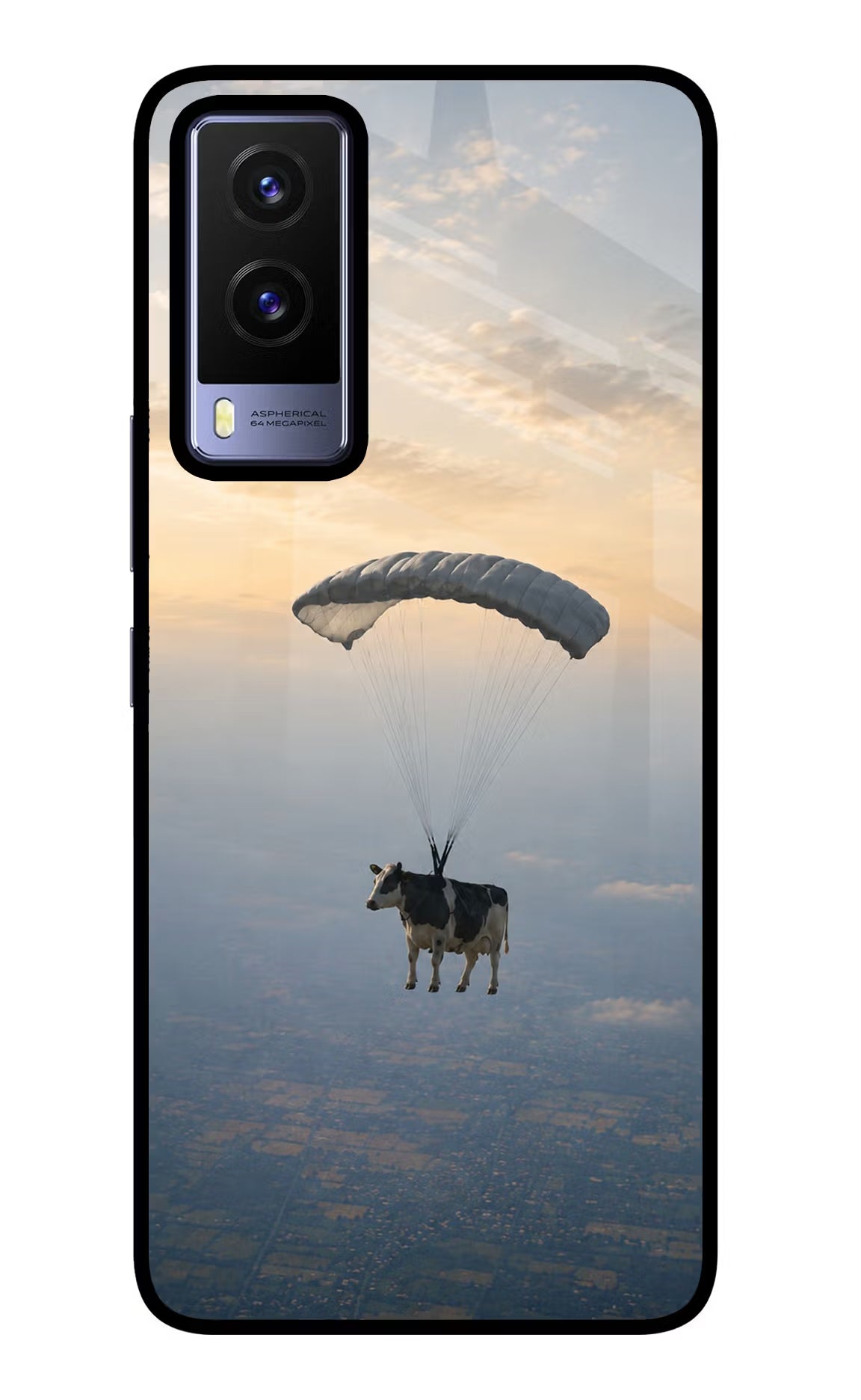 Skydiving Cow Vivo V21E 5G Glass Case - Skydiving Cow Vivo V21E 5G Glass Case Skydiving Cow Vivo V21E 5G Glass Case