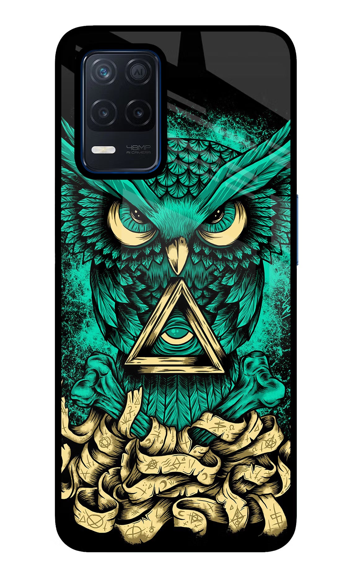 Green Owl Realme Narzo 30 5G Glass Case - Green Owl Realme Narzo 30 5G Glass Case Green Owl Realme Narzo 30 5G Glass Case